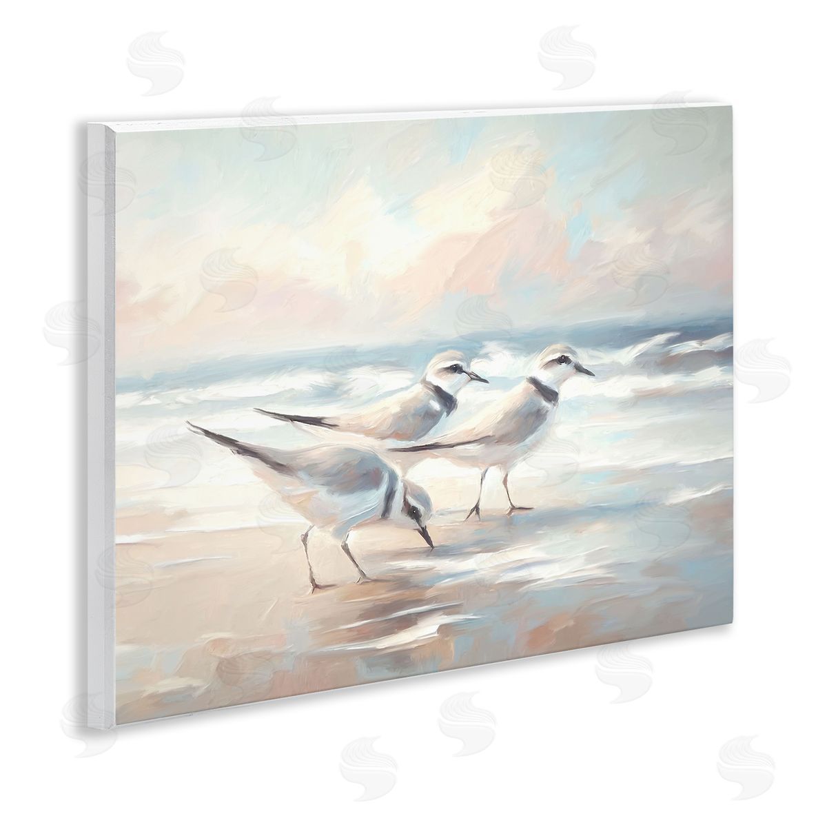 Sandpipers Under Warm Beach Sun Wood Plaque Wall Art, Home Decor by Ramona Murdock