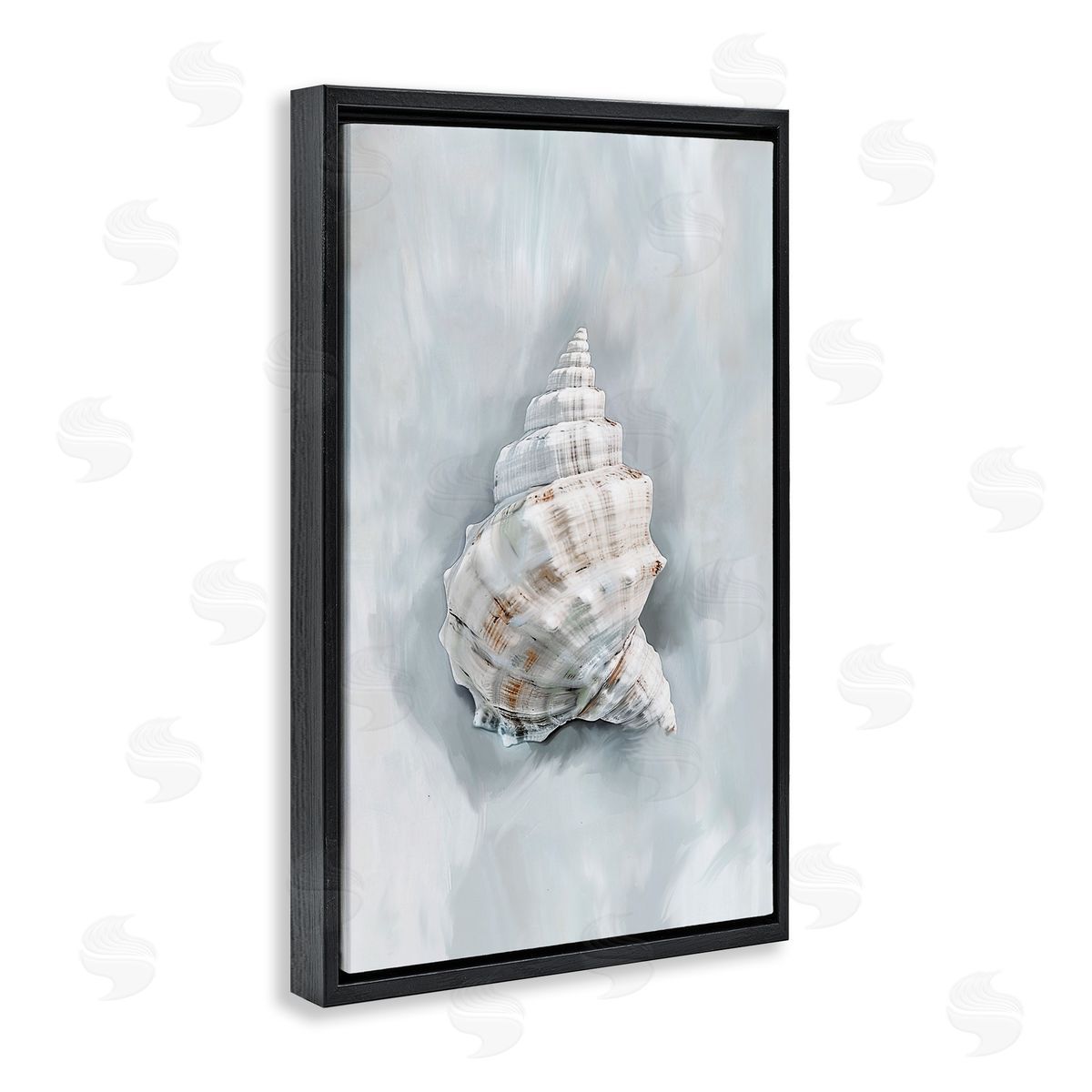 Conch Seashell Mirage Black Floating Frame Canvas Wall Art, Home Decor by Ramona Murdock