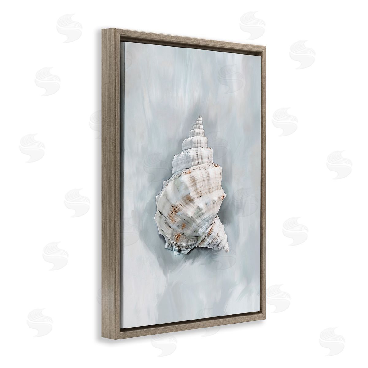 Conch Seashell Mirage Brown Floating Frame Canvas Wall Art, Home Decor by Ramona Murdock