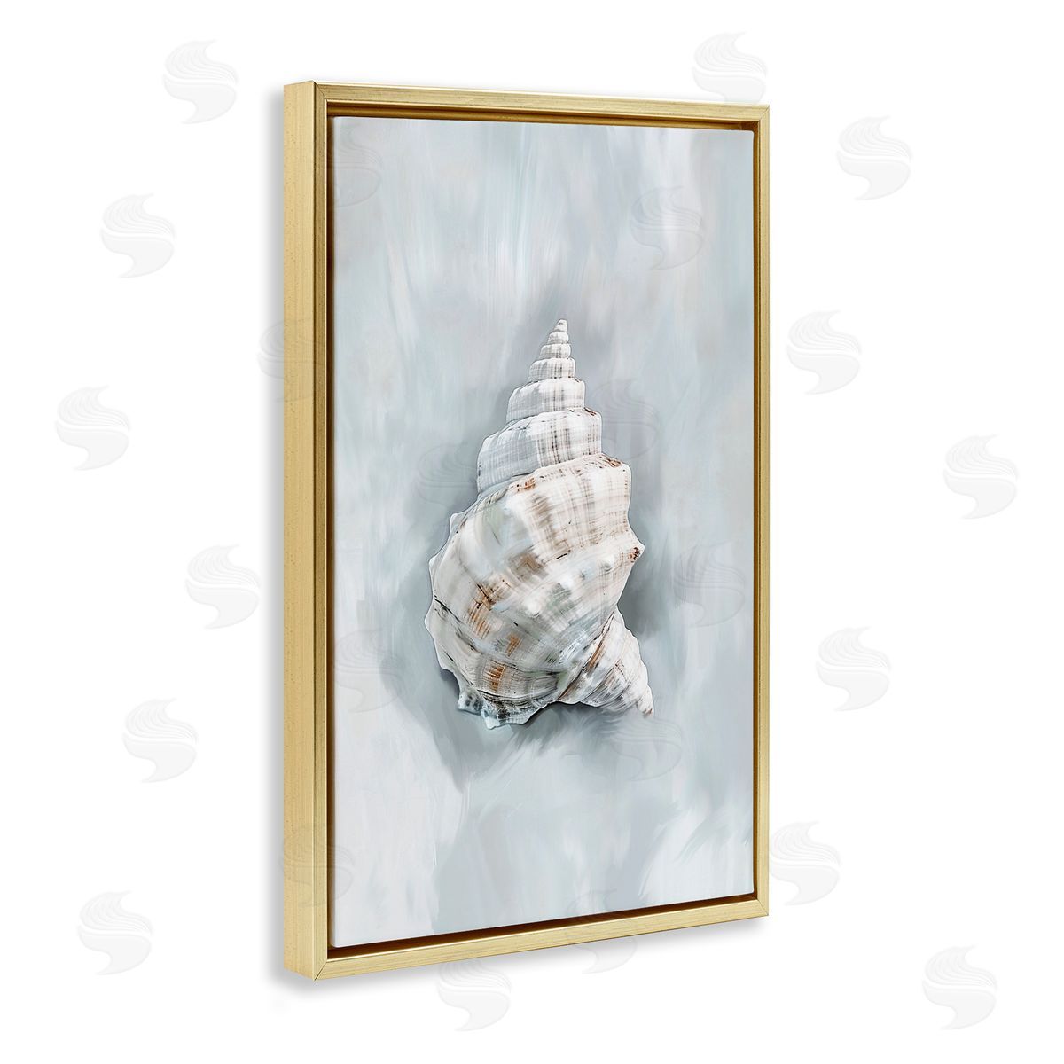 Conch Seashell Mirage Gold Floating Frame Canvas Wall Art, Home Decor by Ramona Murdock
