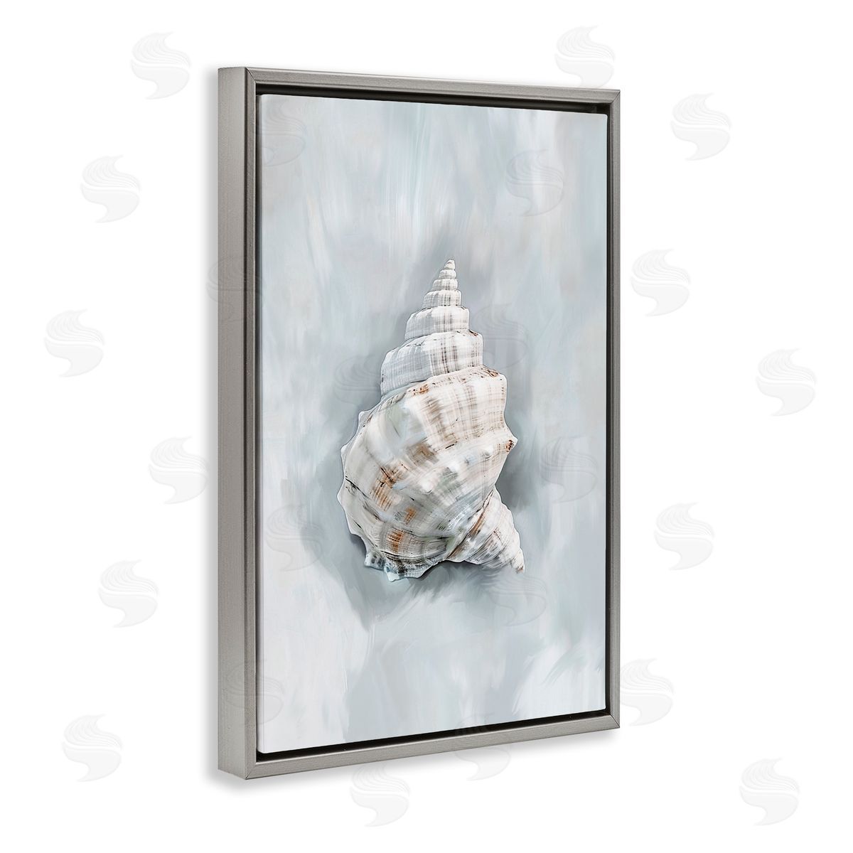 Conch Seashell Mirage Grey Floating Frame Canvas Wall Art, Home Decor by Ramona Murdock