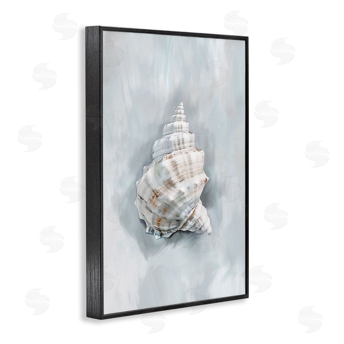 Conch Seashell Mirage Black Frame Print Wall Art, Home Decor by Ramona Murdock
