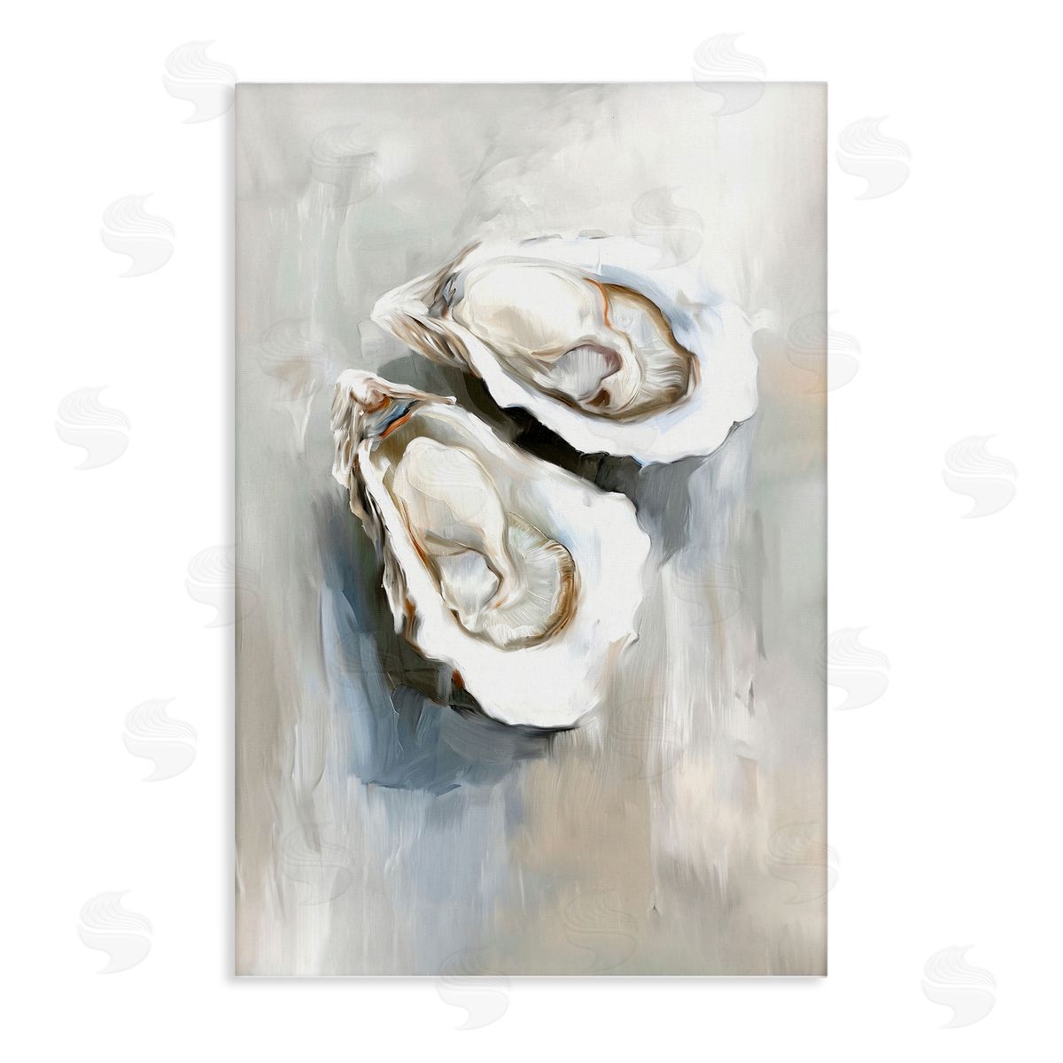 Two Oysters Seashell Mirage Canvas Wall Art, Home Decor by Ramona Murdock