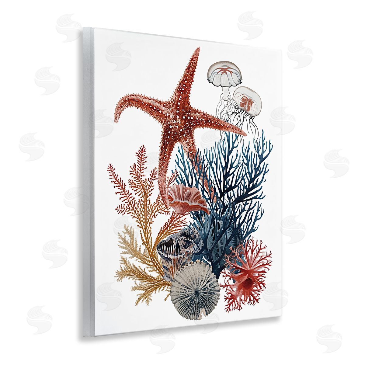 Natural Aquatic Sea Creatures Wood Plaque Wall Art, Home Decor by Ramona Murdock