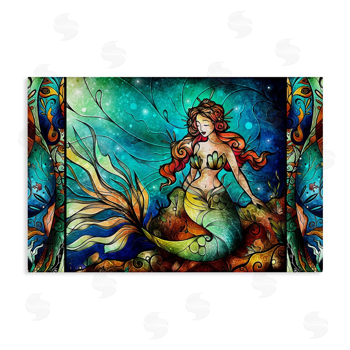 Elegant Seated Mermaid Canvas Wall Art, Home Decor by Mandie Manzano