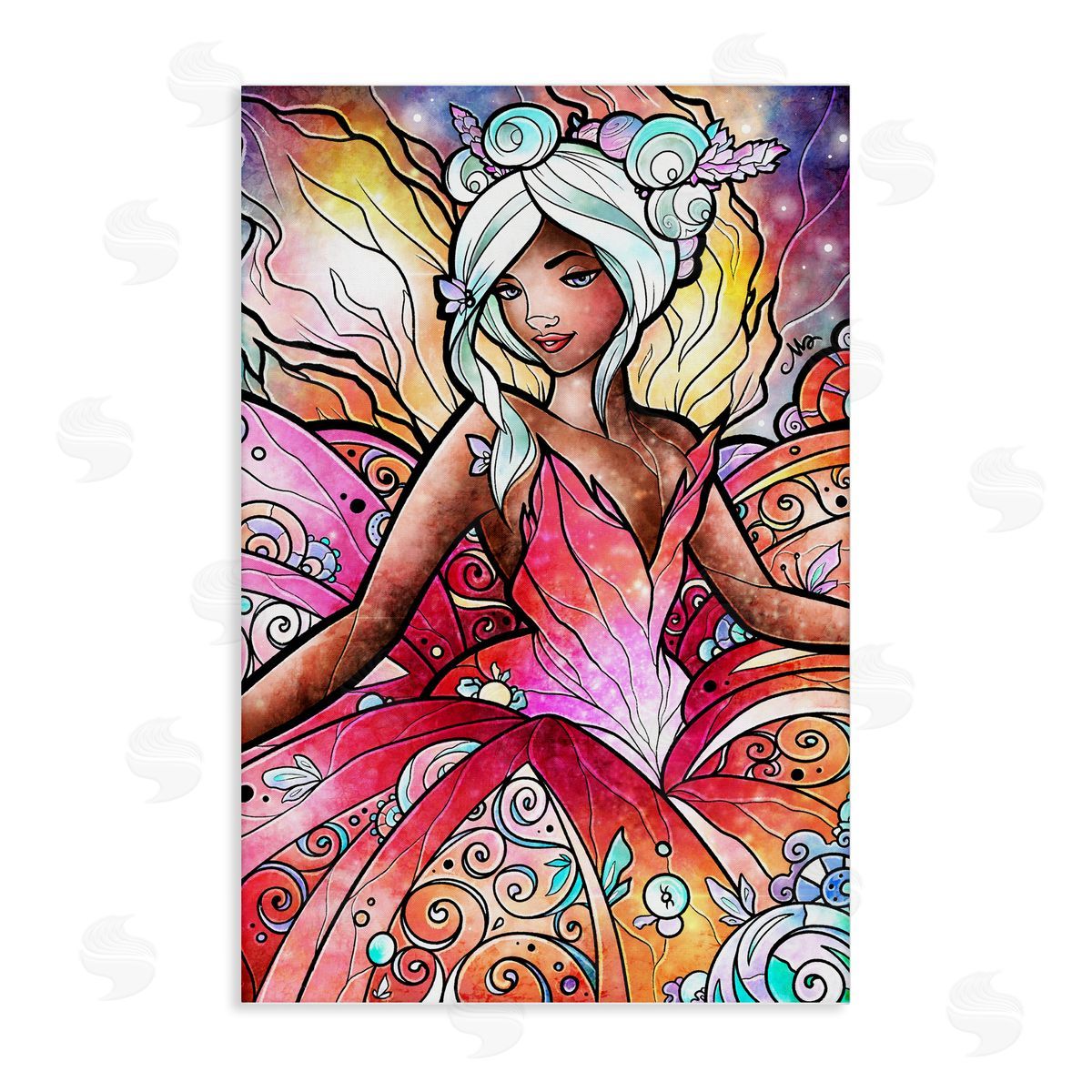 Pastel Nouveau Fairy Canvas Wall Art, Home Decor by Mandie Manzano