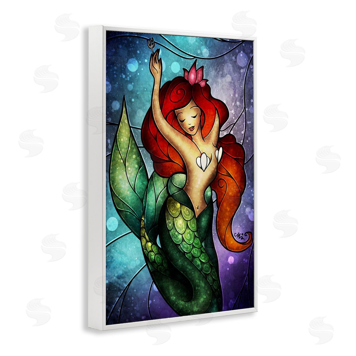 Undersea Dreaming Mermaid White Frame Print Wall Art, Home Decor by Mandie Manzano