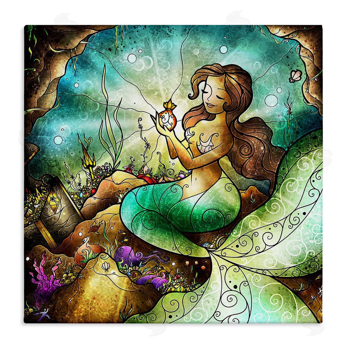 Detailed Nouveau Mermaid Canvas Wall Art, Home Decor by Mandie Manzano