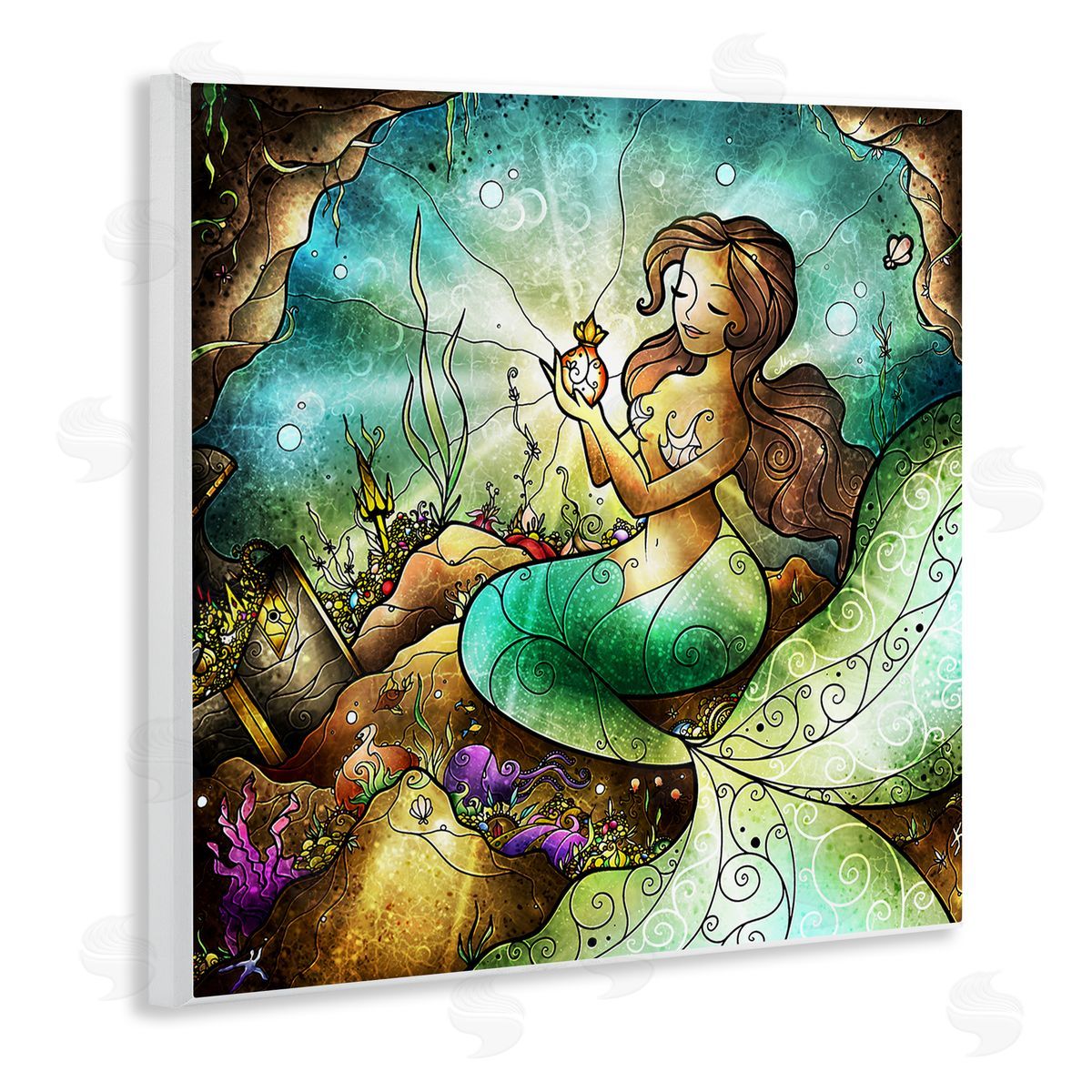 Detailed Nouveau Mermaid Wood Plaque Wall Art, Home Decor by Mandie Manzano