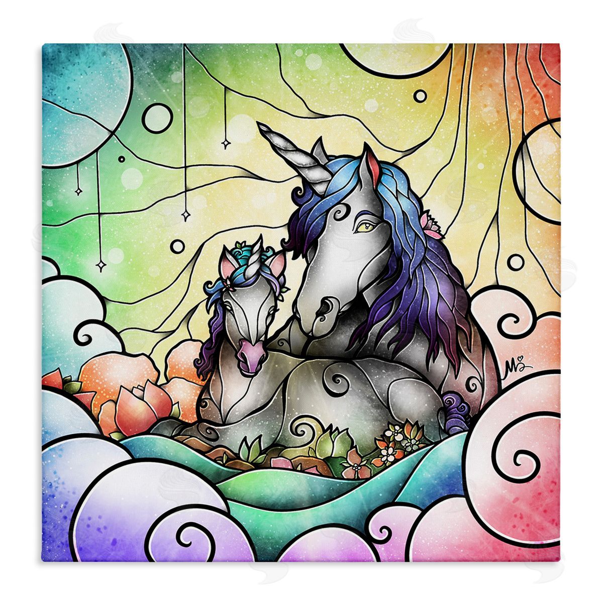 Deco Style Unicorns Canvas Wall Art, Home Decor by Mandie Manzano