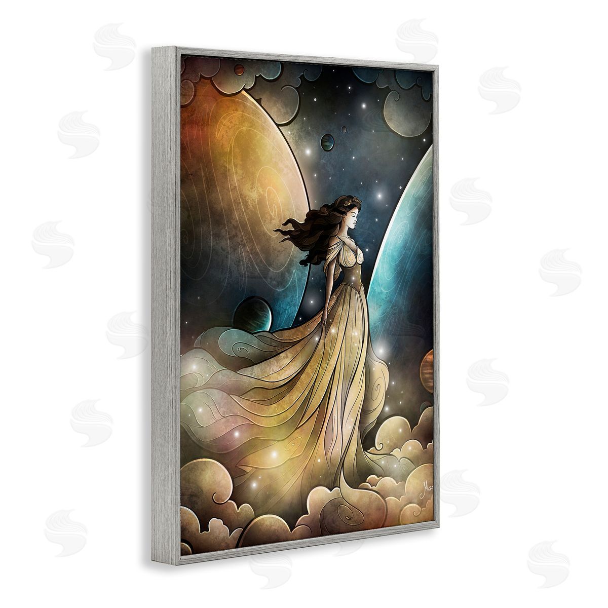 Heir of Heaven Portrait Grey Frame Print Wall Art, Home Decor by Mandie Manzano