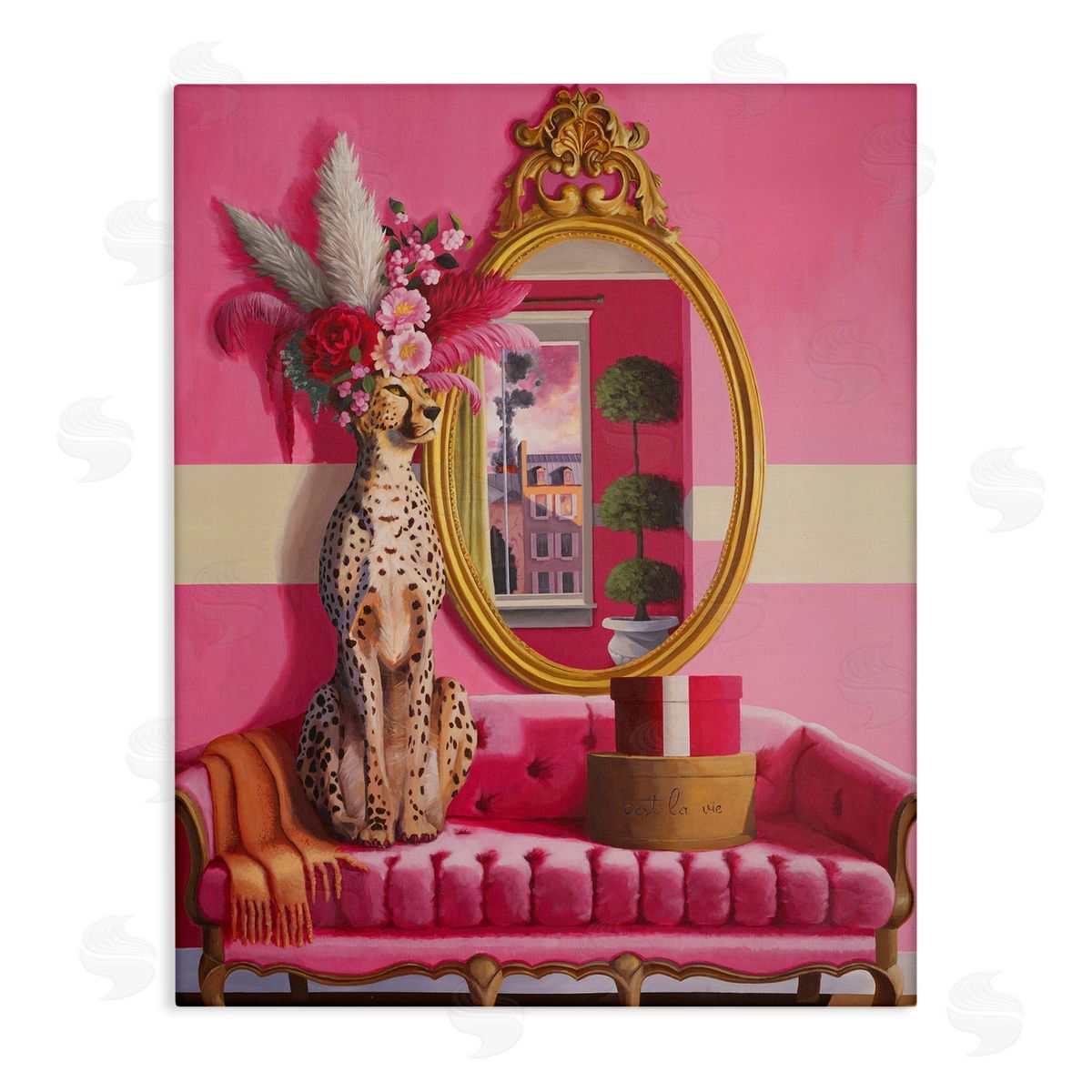 Sophisticated Leopard on Couch Canvas Wall Art, Home Decor by Heather Gauthier