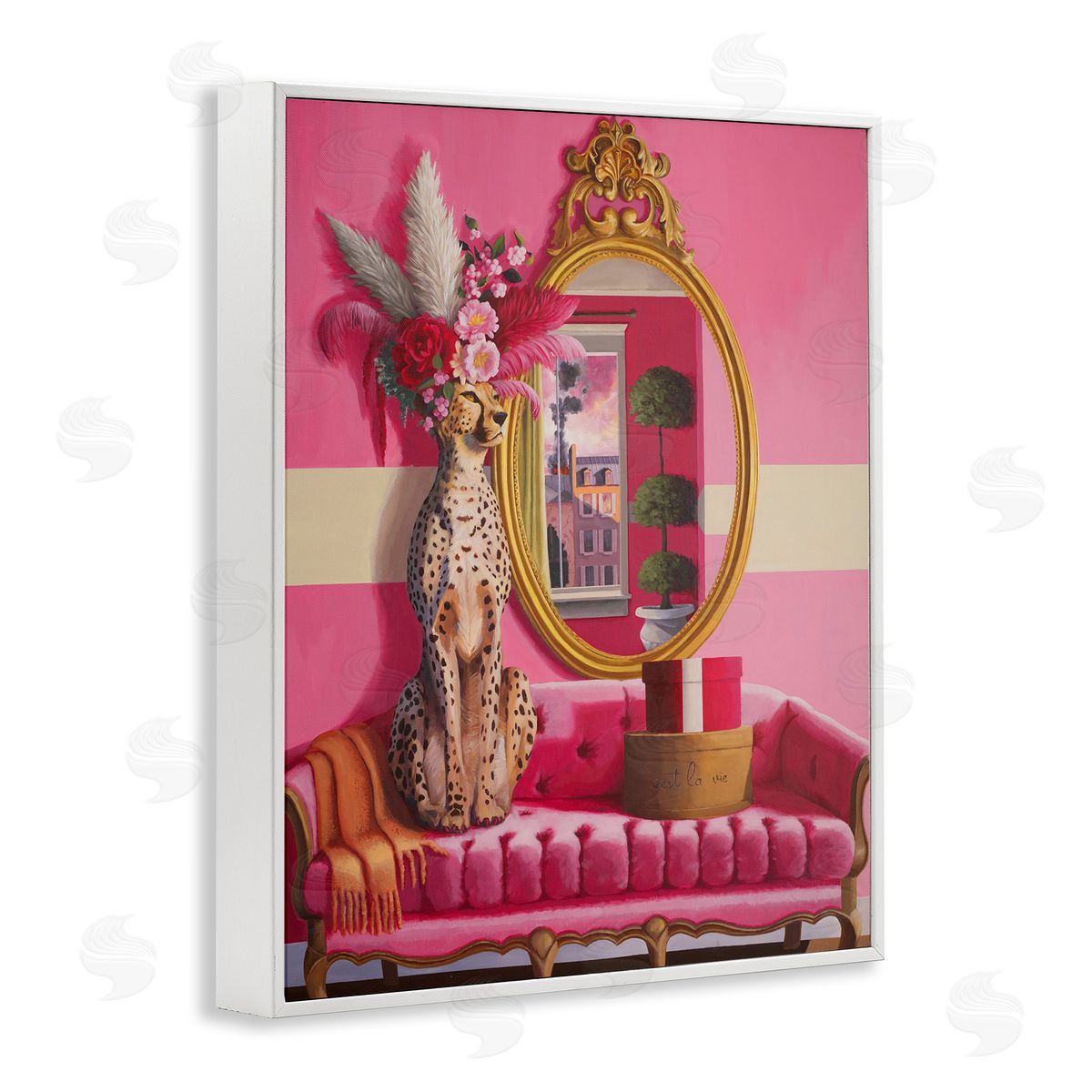 Sophisticated Leopard on Couch White Frame Print Wall Art, Home Decor by Heather Gauthier