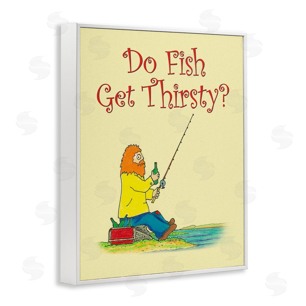 Do Fish Get Thirsty Humor White Frame Print Wall Art, Home Decor by Roger Straub