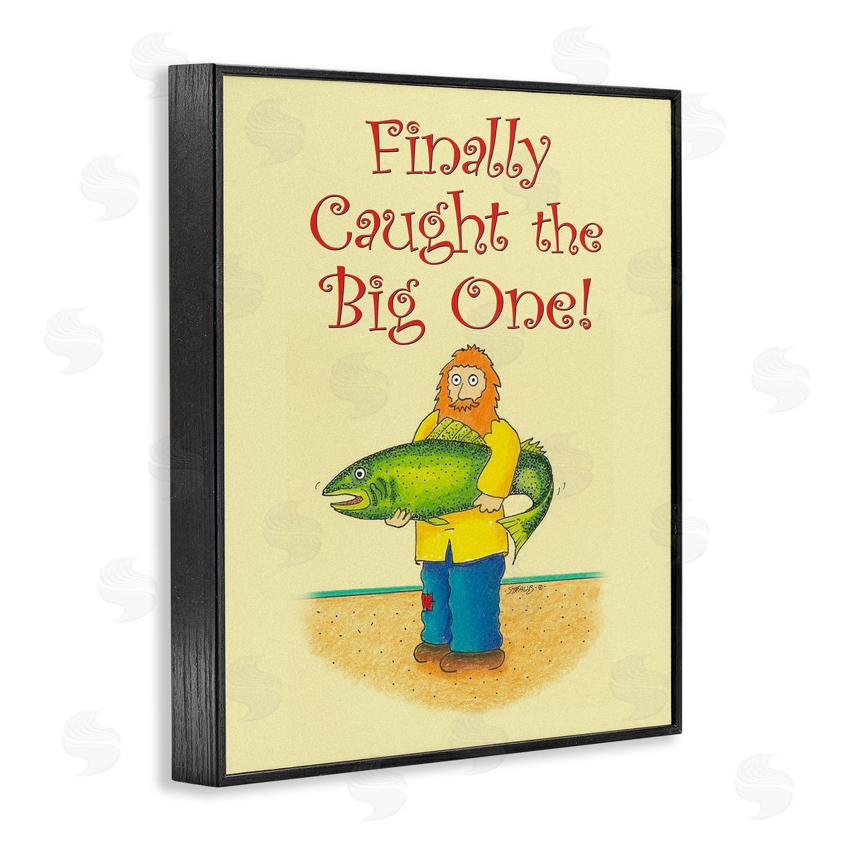 The Big One Fisherman Black Frame Print Wall Art, Home Decor by Roger Straub