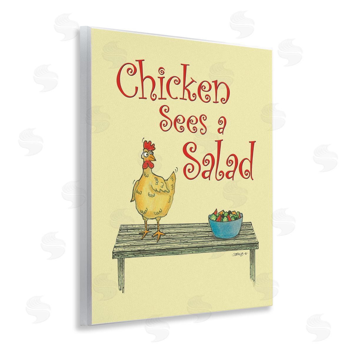 Chicken Salad Vintage Pun Wood Plaque Wall Art, Home Decor by Roger Straub