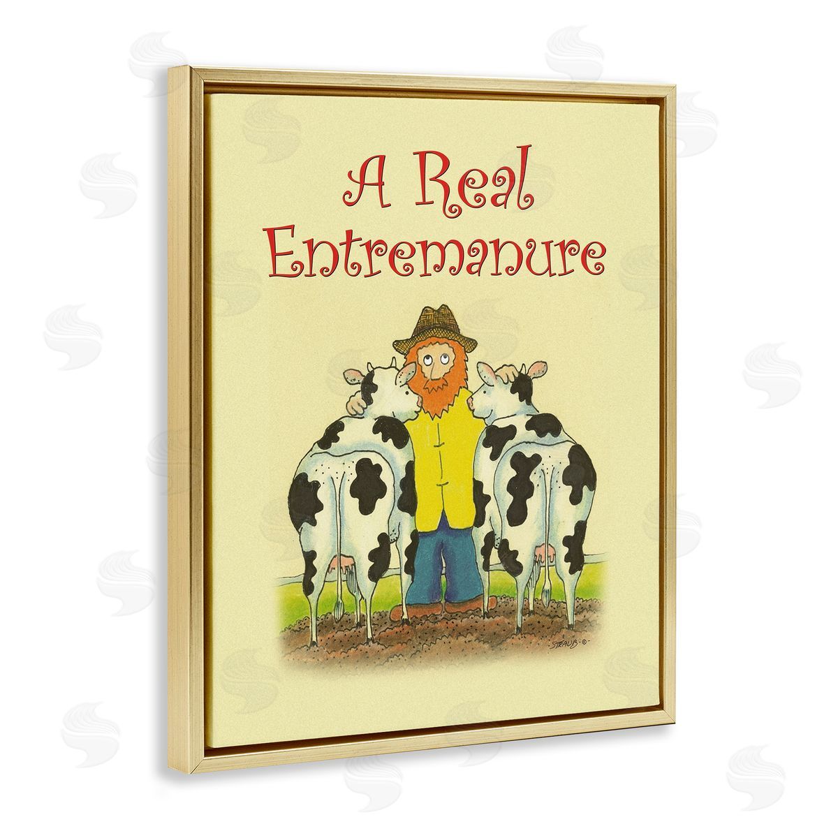 Vintage A Real Entremanure Gold Floating Frame Canvas Wall Art, Home Decor by Roger Straub
