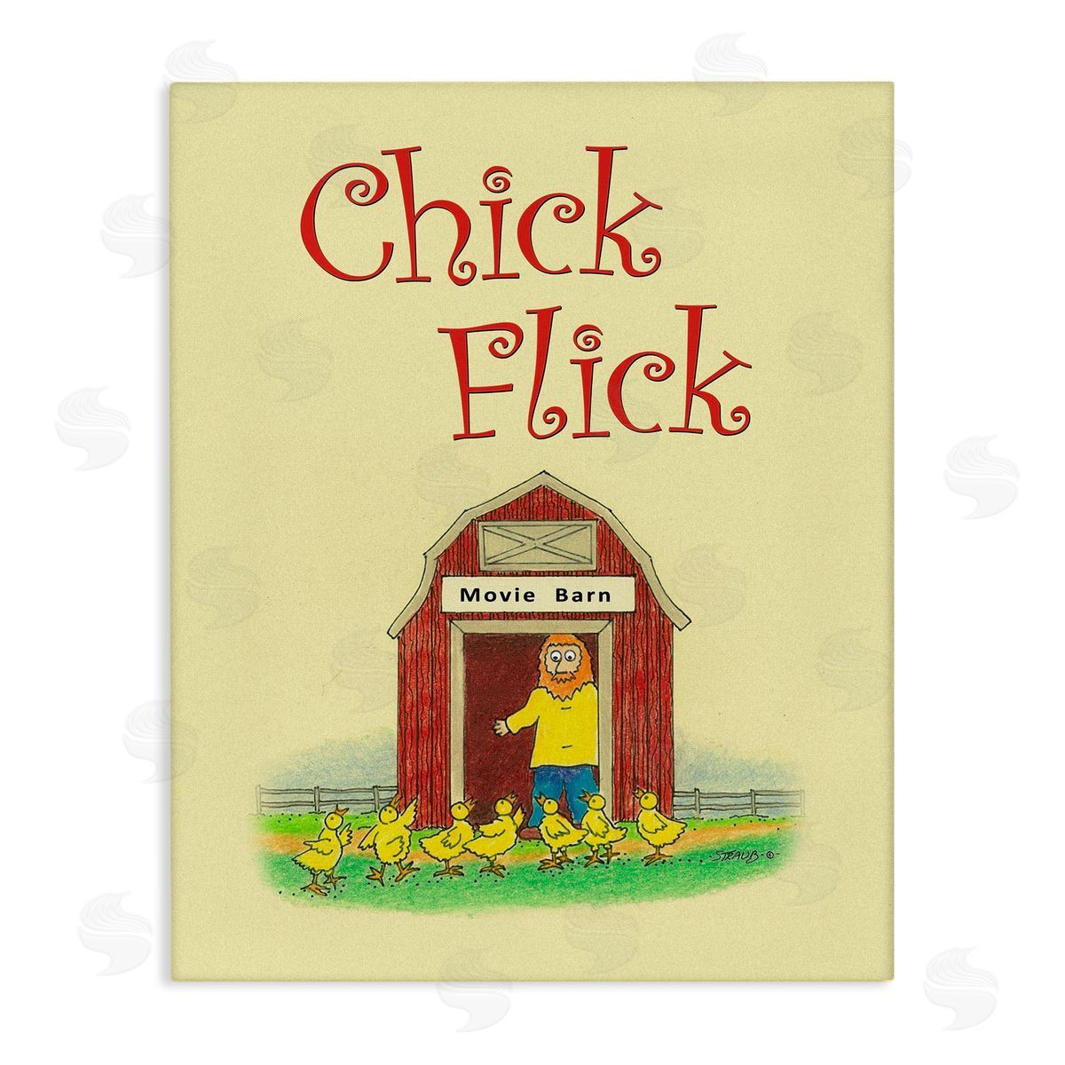 Chick Flick Vintage Pun Canvas Wall Art, Home Decor by Roger Straub