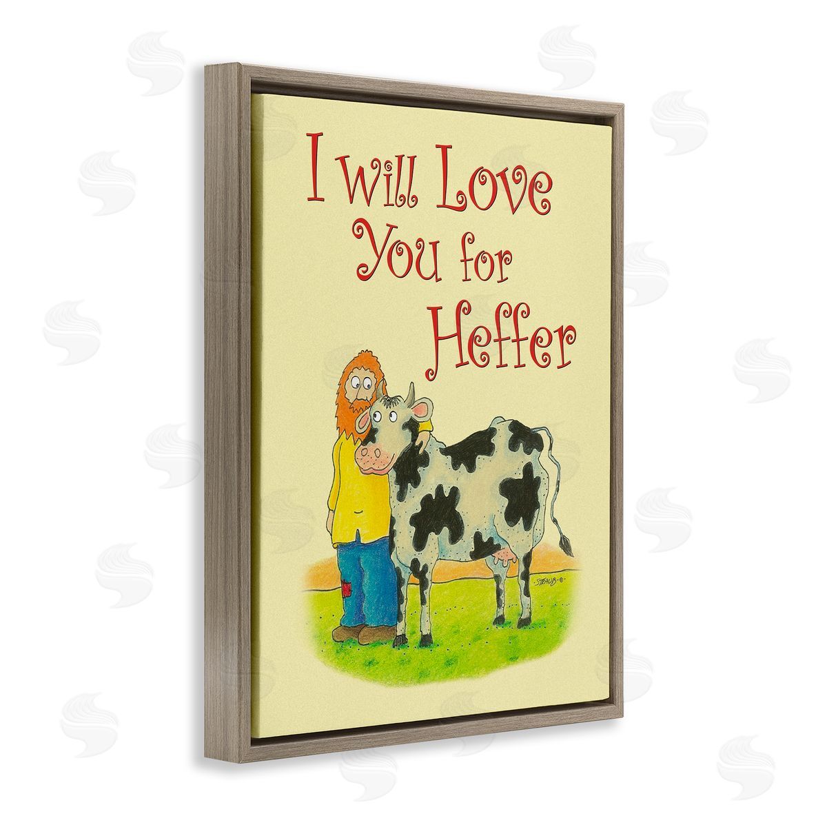 Love You For Heffer Brown Floating Frame Canvas Wall Art, Home Decor by Roger Straub