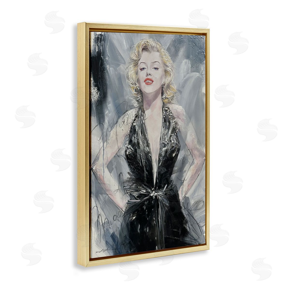 Classic Stylish Marilyn Gold Floating Frame Canvas Wall Art, Home Decor by Lucille Lee
