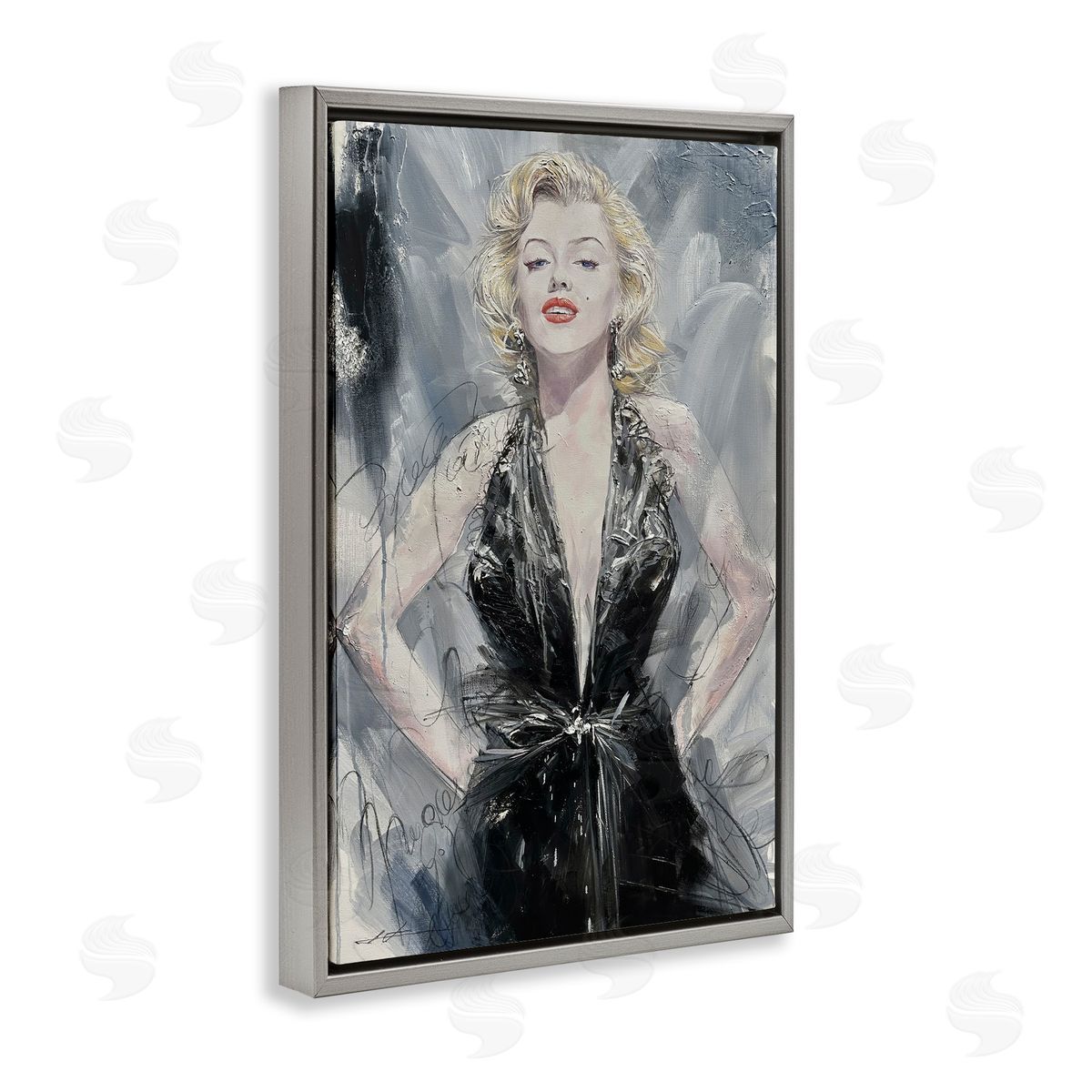 Classic Stylish Marilyn Grey Floating Frame Canvas Wall Art, Home Decor by Lucille Lee