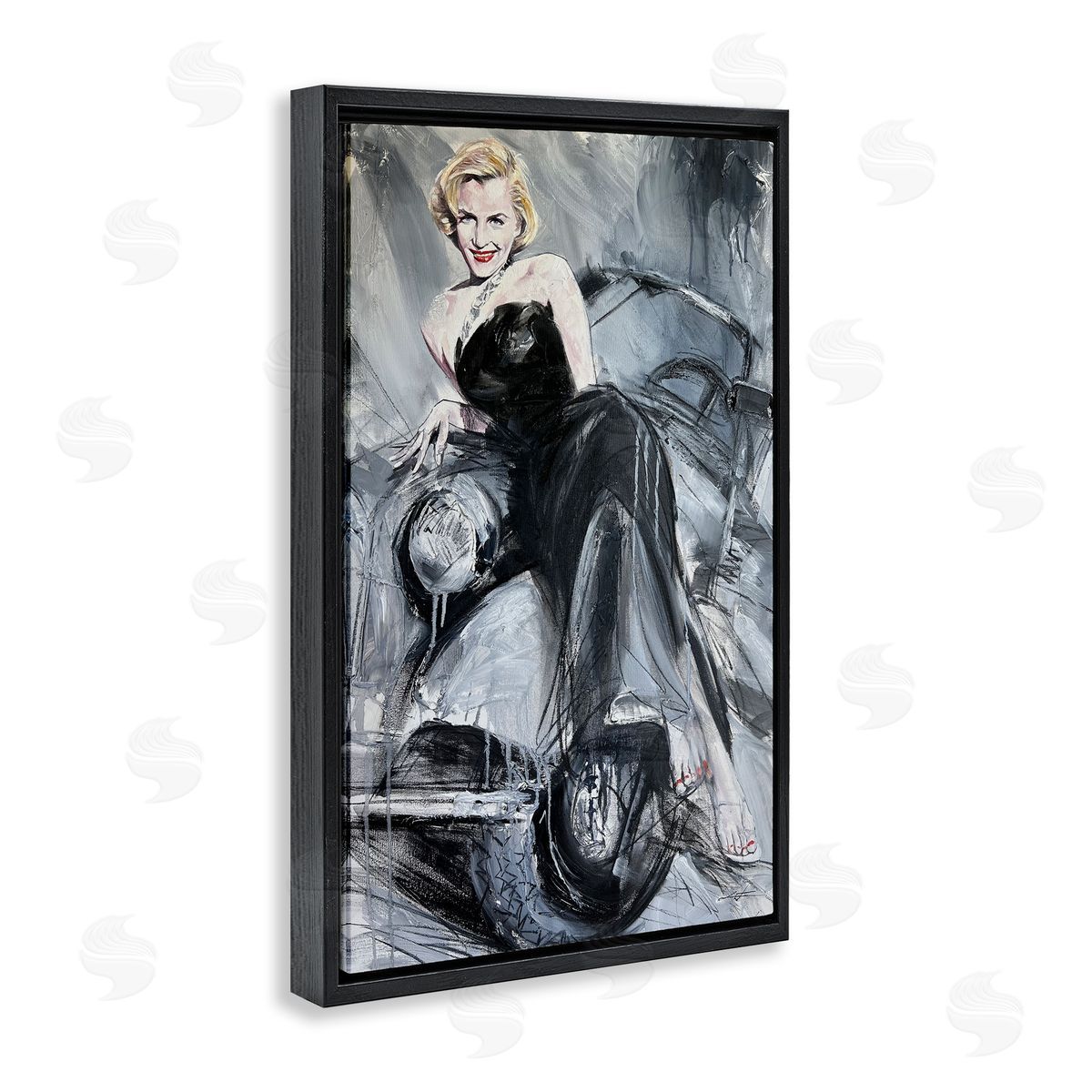 Timeless Fashion Woman Black Floating Frame Canvas Wall Art, Home Decor by Lucille Lee