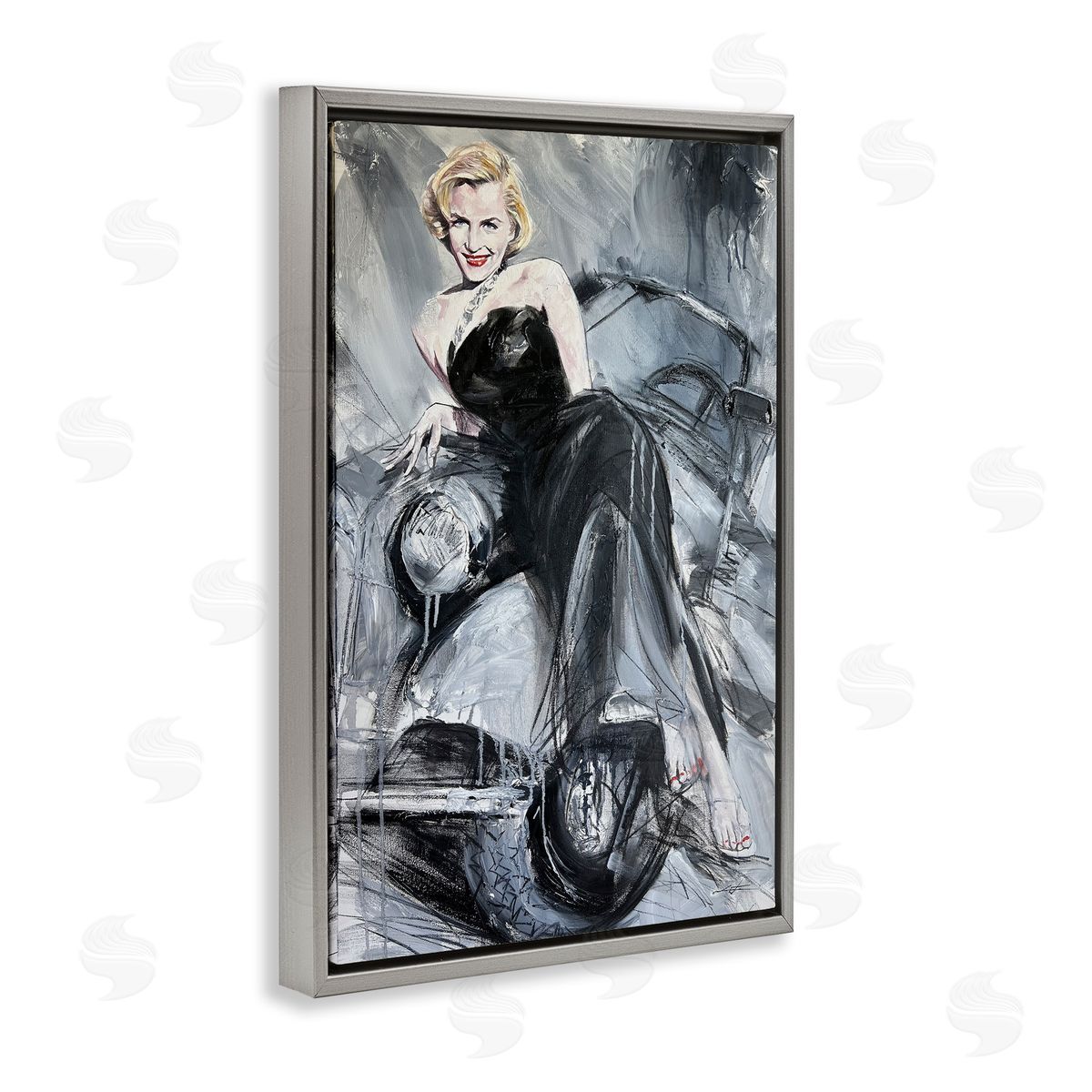 Timeless Fashion Woman Grey Floating Frame Canvas Wall Art, Home Decor by Lucille Lee