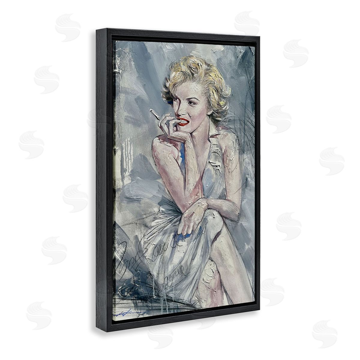 Elegant Marilyn Abstraction Black Floating Frame Canvas Wall Art, Home Decor by Lucille Lee