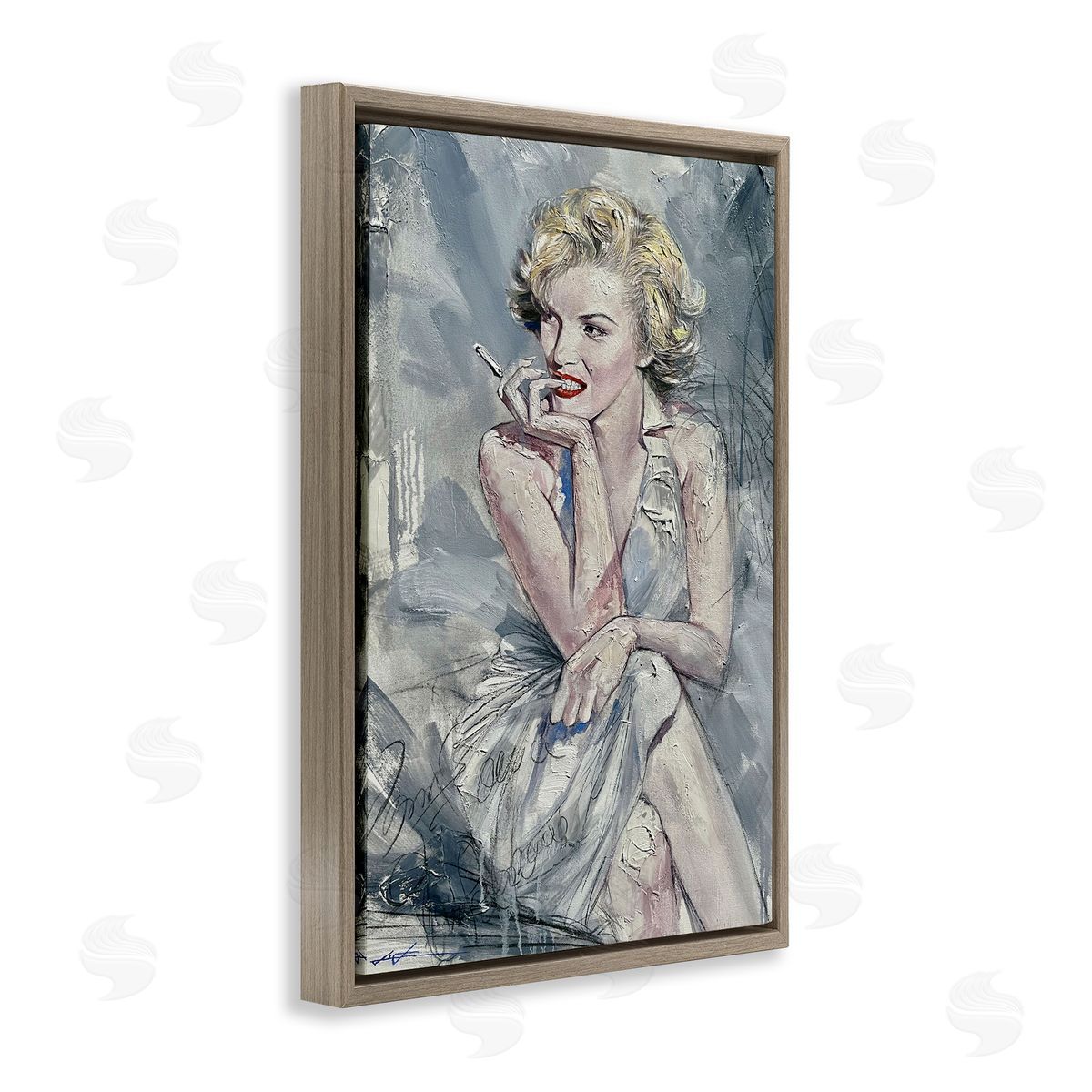Elegant Marilyn Abstraction Brown Floating Frame Canvas Wall Art, Home Decor by Lucille Lee