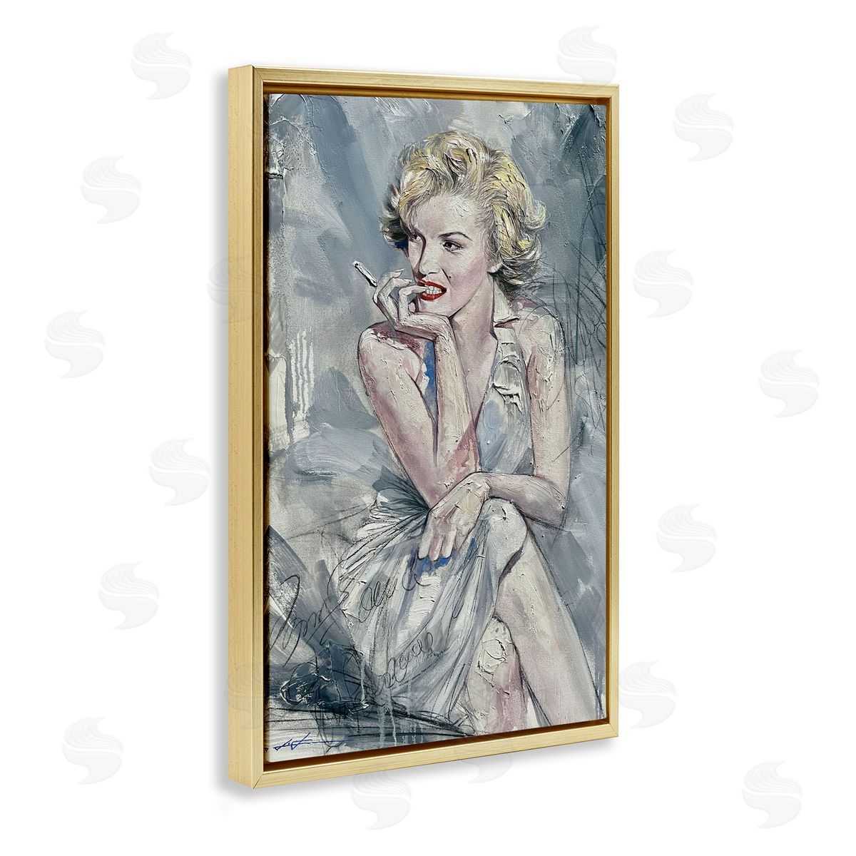 Elegant Marilyn Abstraction Gold Floating Frame Canvas Wall Art, Home Decor by Lucille Lee
