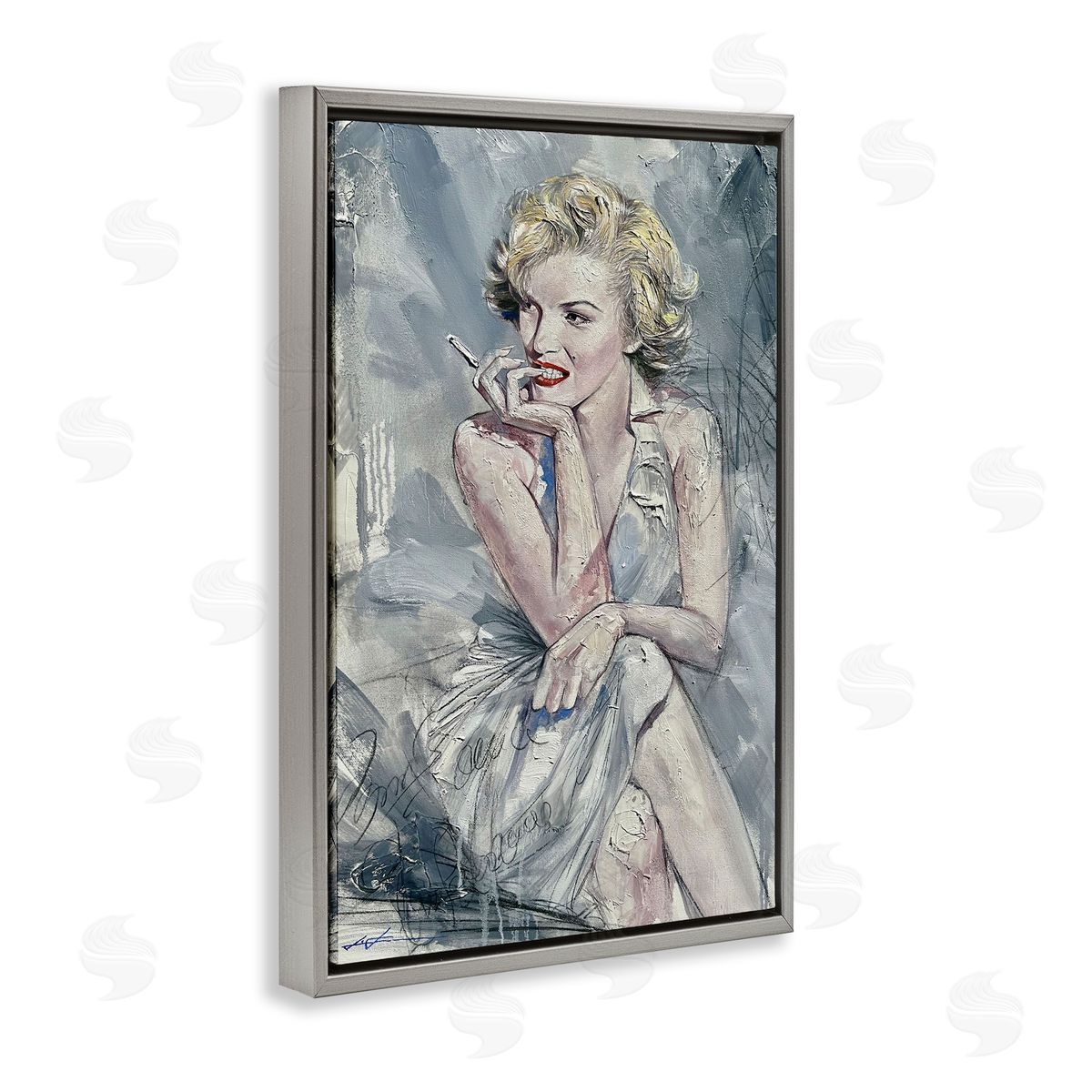 Elegant Marilyn Abstraction Grey Floating Frame Canvas Wall Art, Home Decor by Lucille Lee