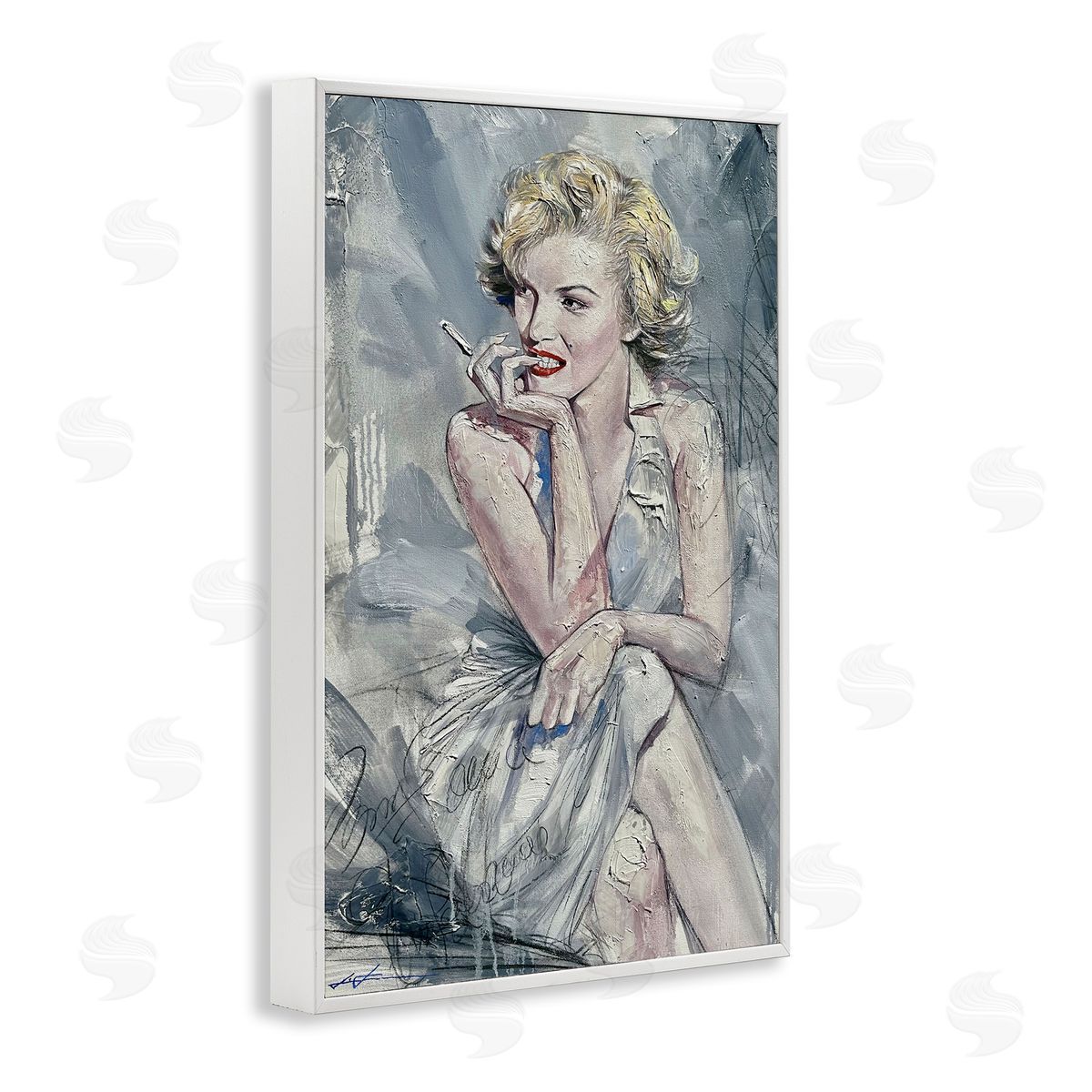 Elegant Marilyn Abstraction White Frame Print Wall Art, Home Decor by Lucille Lee