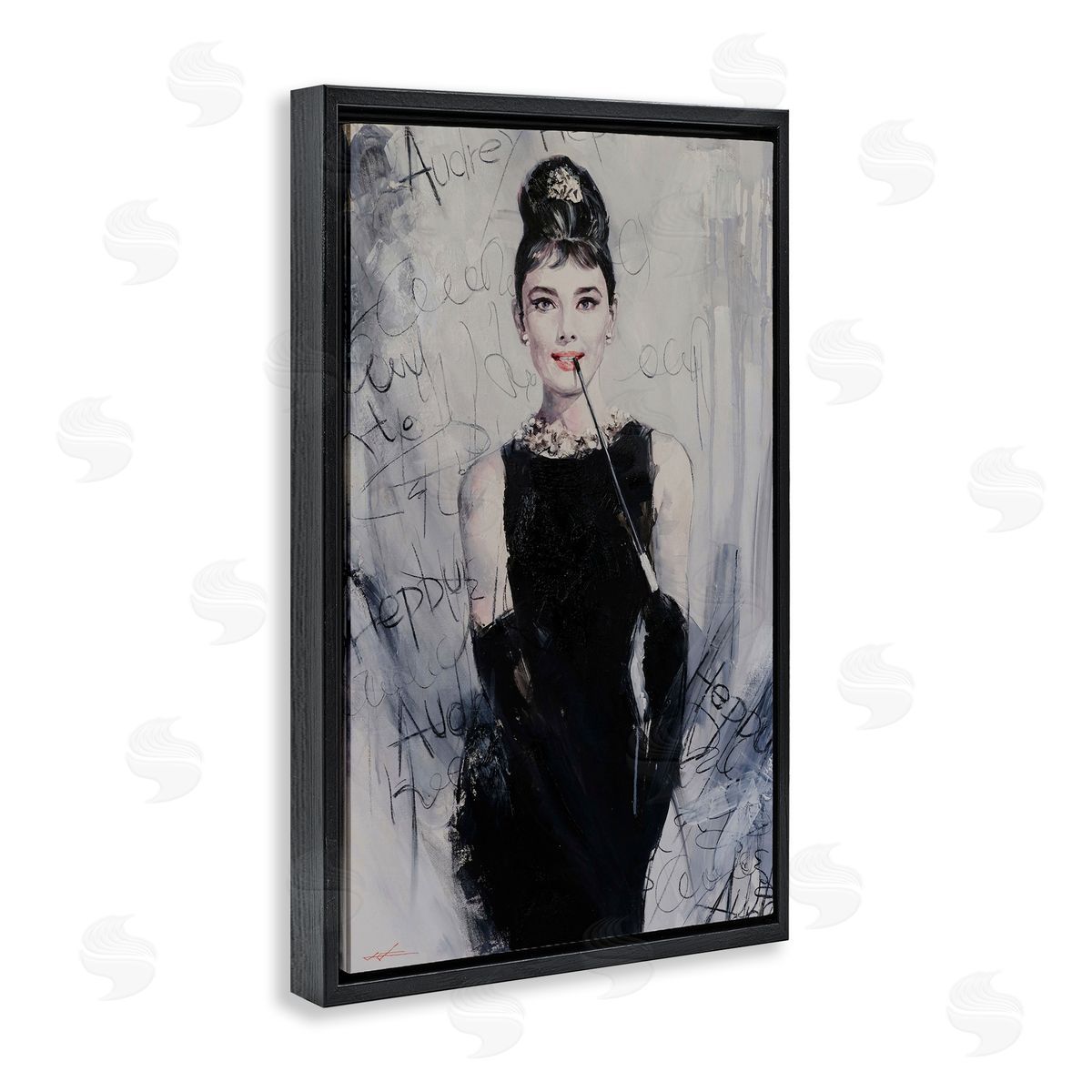 Classic Audrey Modern Details Black Floating Frame Canvas Wall Art, Home Decor by Lucille Lee
