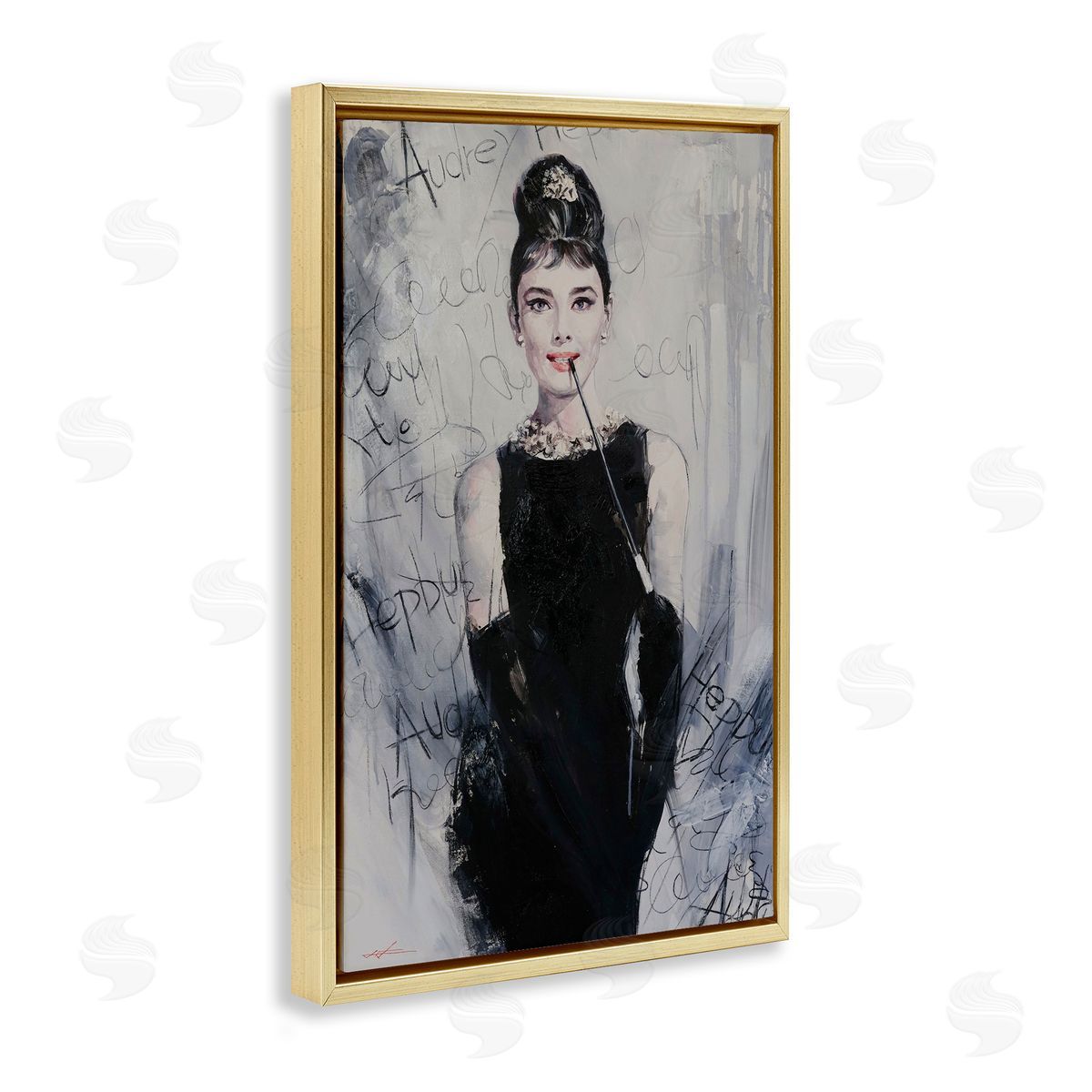 Classic Audrey Modern Details Gold Floating Frame Canvas Wall Art, Home Decor by Lucille Lee