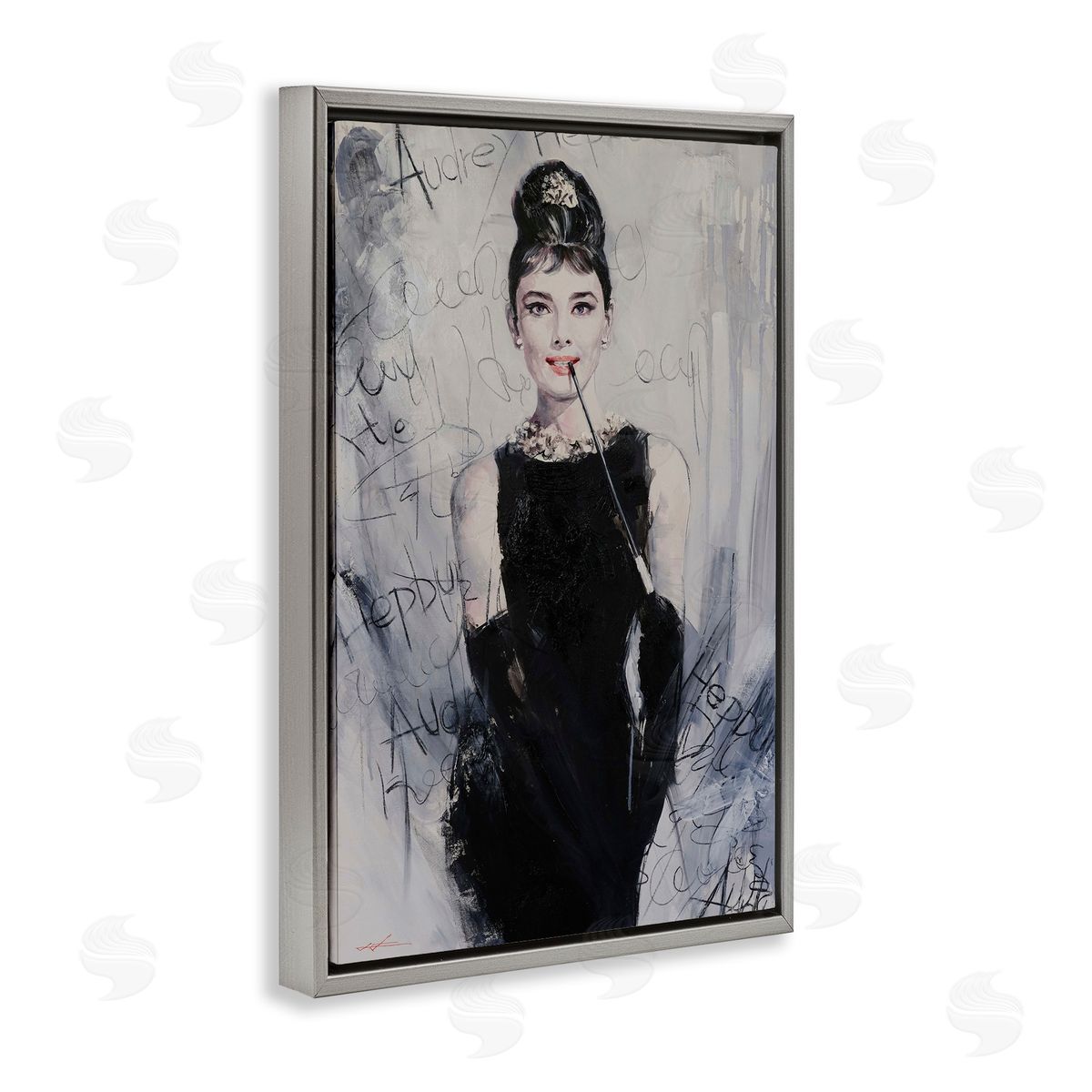 Classic Audrey Modern Details Grey Floating Frame Canvas Wall Art, Home Decor by Lucille Lee