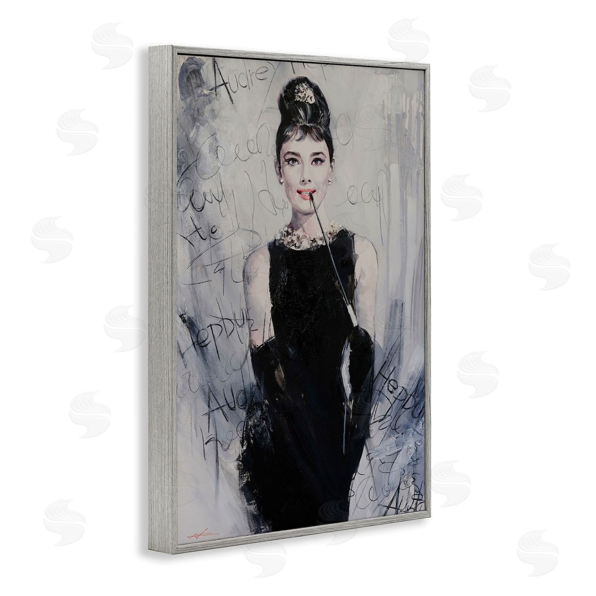 Classic Audrey Modern Details Grey Frame Print Wall Art, Home Decor by Lucille Lee