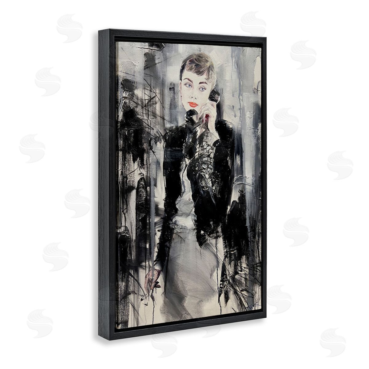Classic Beauty Fashionista Black Floating Frame Canvas Wall Art, Home Decor by Lucille Lee