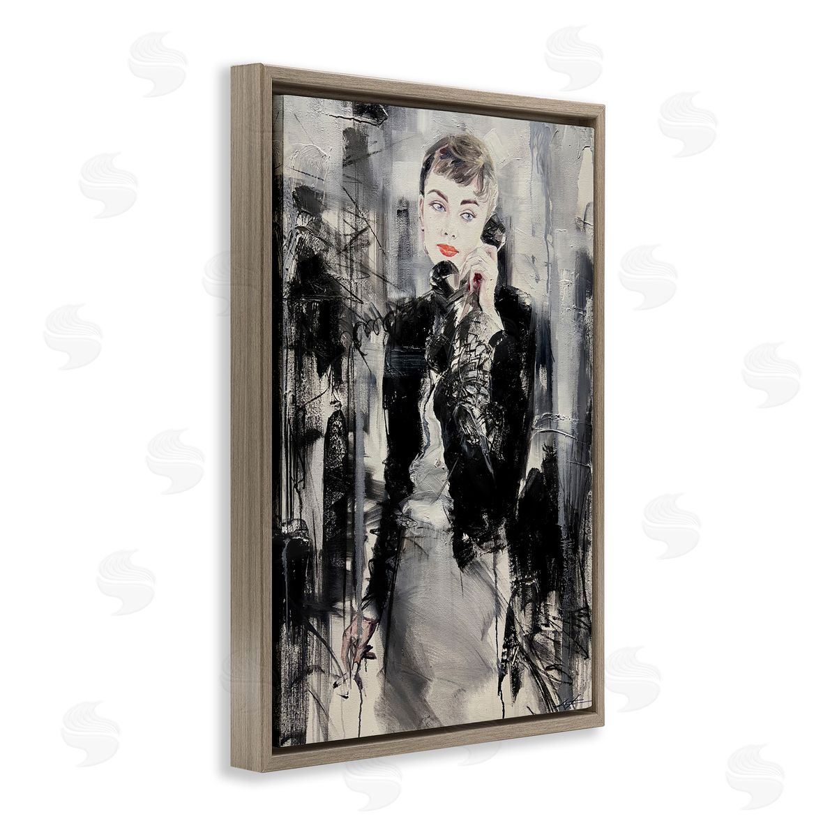 Classic Beauty Fashionista Brown Floating Frame Canvas Wall Art, Home Decor by Lucille Lee