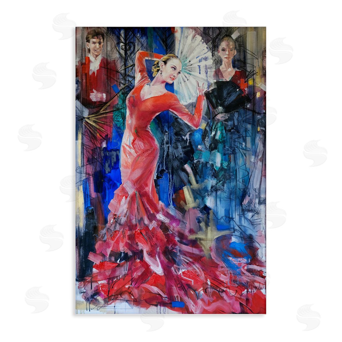 Bold Dancer with Fan Canvas Wall Art, Home Decor by Lucille Lee