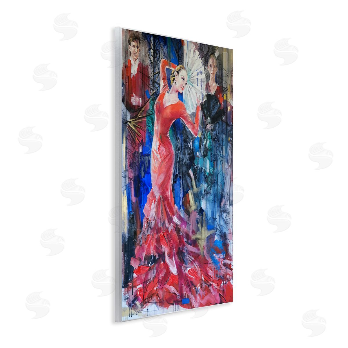Bold Dancer with Fan Wood Plaque Wall Art, Home Decor by Lucille Lee