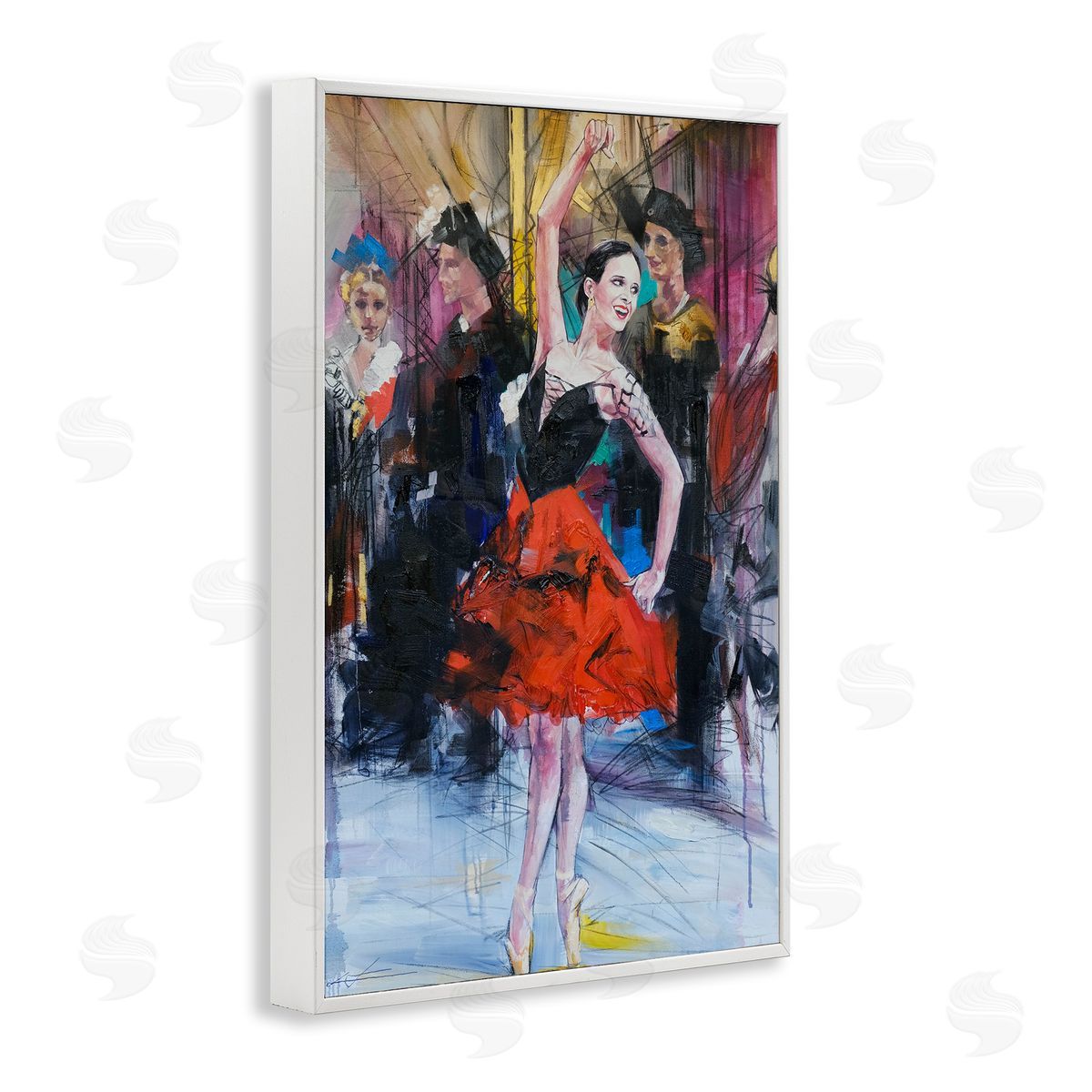 Abstract Ballerina Bold Collage White Frame Print Wall Art, Home Decor by Lucille Lee
