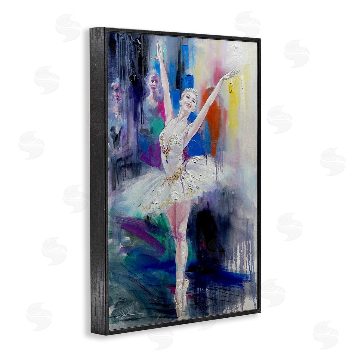 Bold Ballerina Abstraction Black Frame Print Wall Art, Home Decor by Lucille Lee