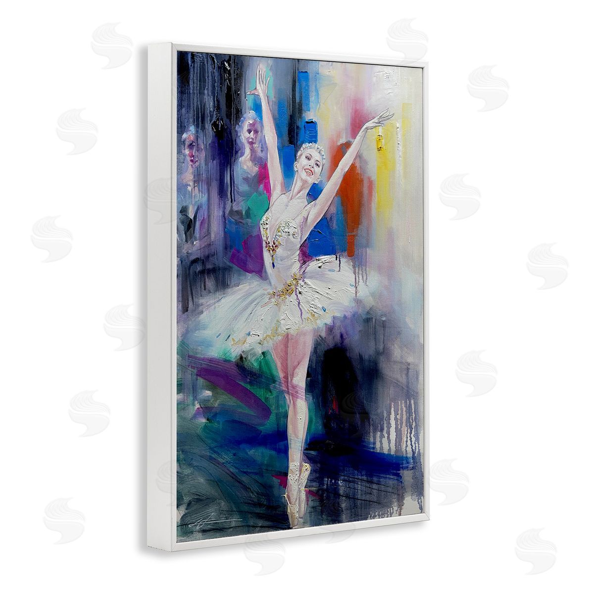 Bold Ballerina Abstraction White Frame Print Wall Art, Home Decor by Lucille Lee