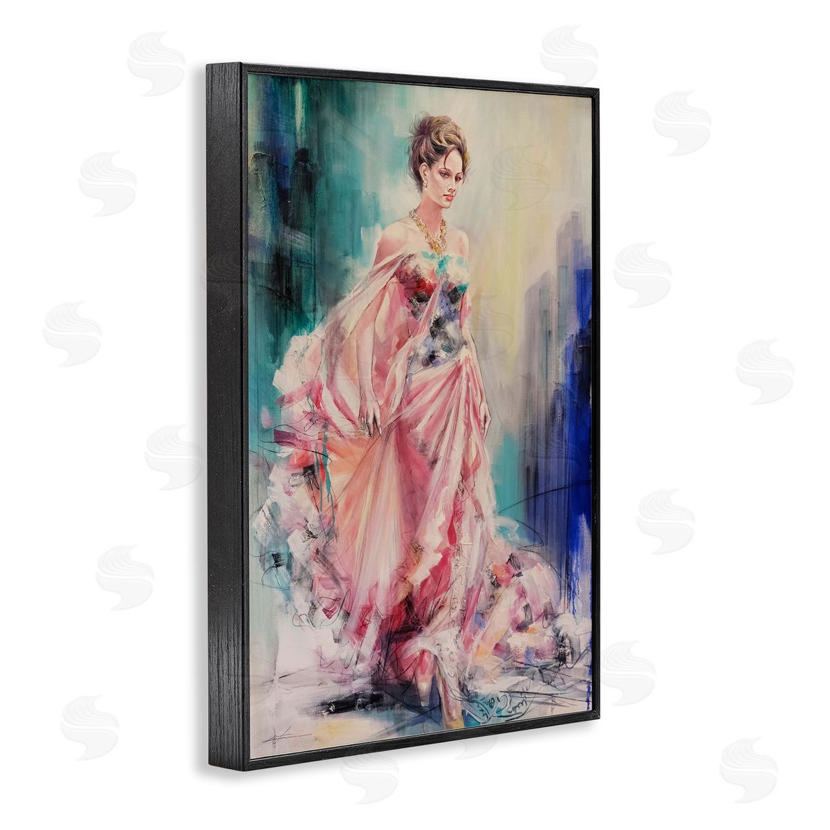 Sophisticated Woman in Dress Black Frame Print Wall Art, Home Decor by Lucille Lee