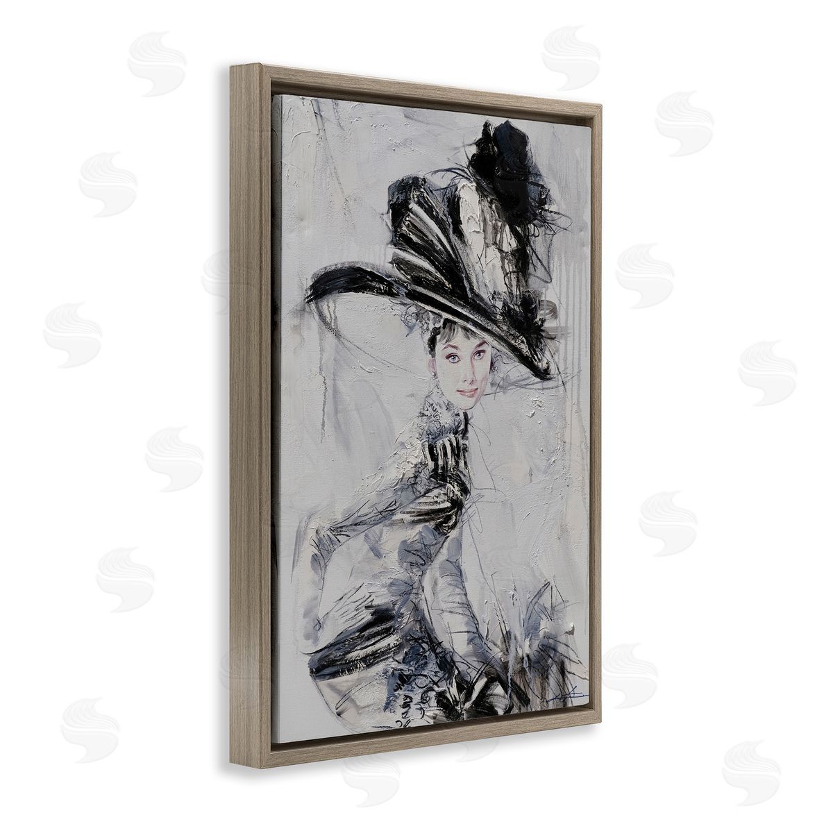 Abstract Sophisticated Audrey Brown Floating Frame Canvas Wall Art, Home Decor by Lucille Lee