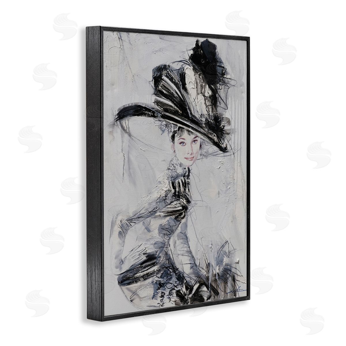 Abstract Sophisticated Audrey Black Frame Print Wall Art, Home Decor by Lucille Lee