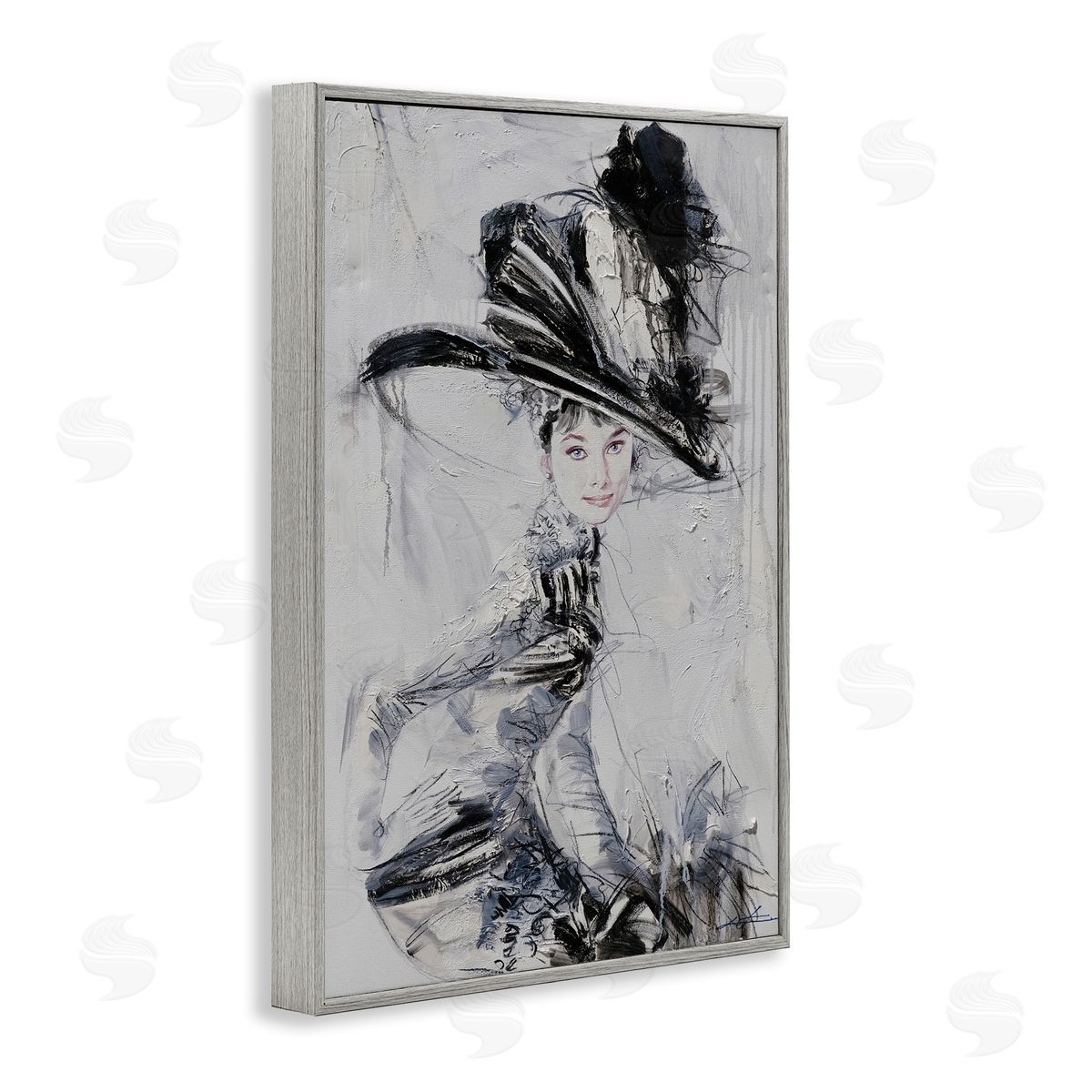 Abstract Sophisticated Audrey Grey Frame Print Wall Art, Home Decor by Lucille Lee