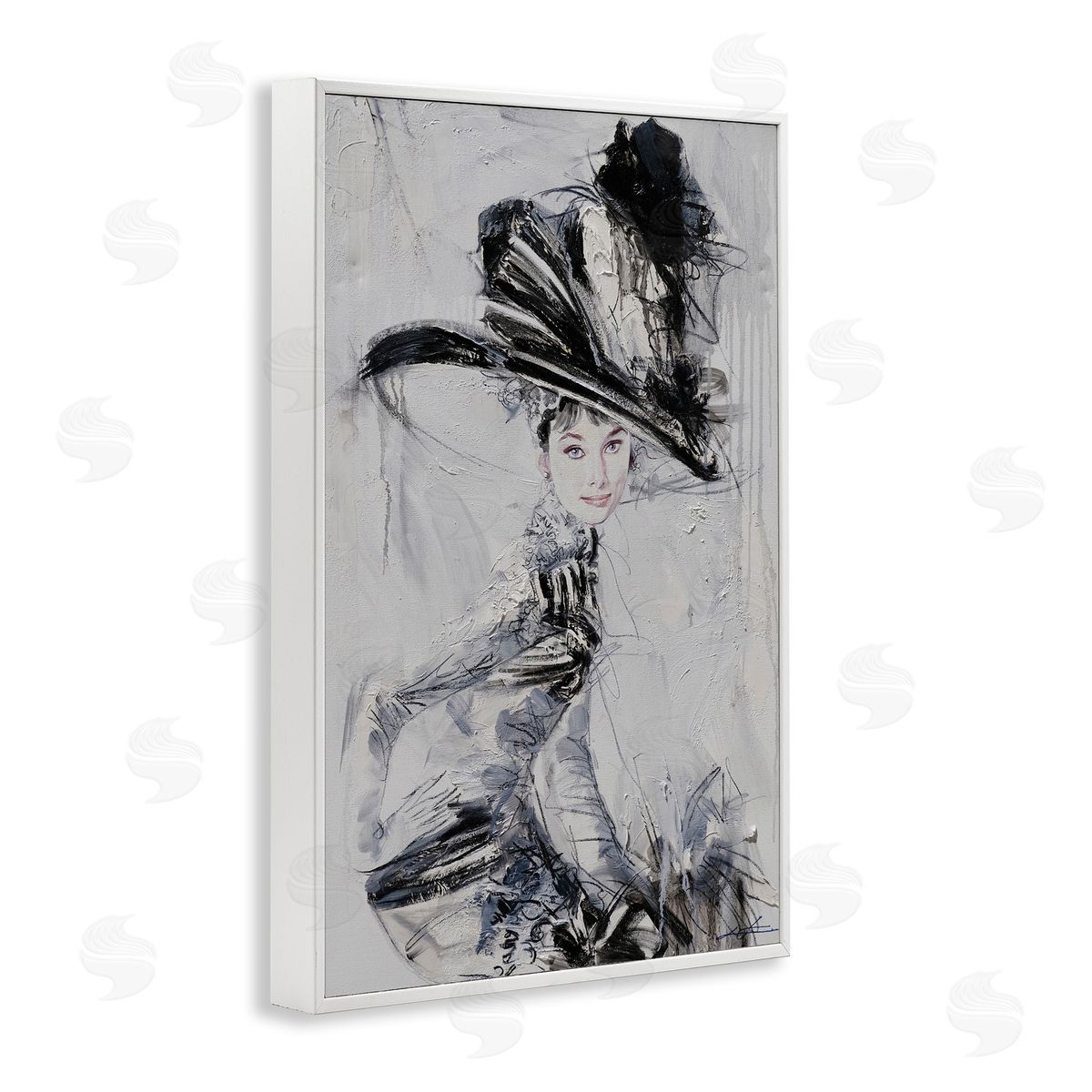 Abstract Sophisticated Audrey White Frame Print Wall Art, Home Decor by Lucille Lee