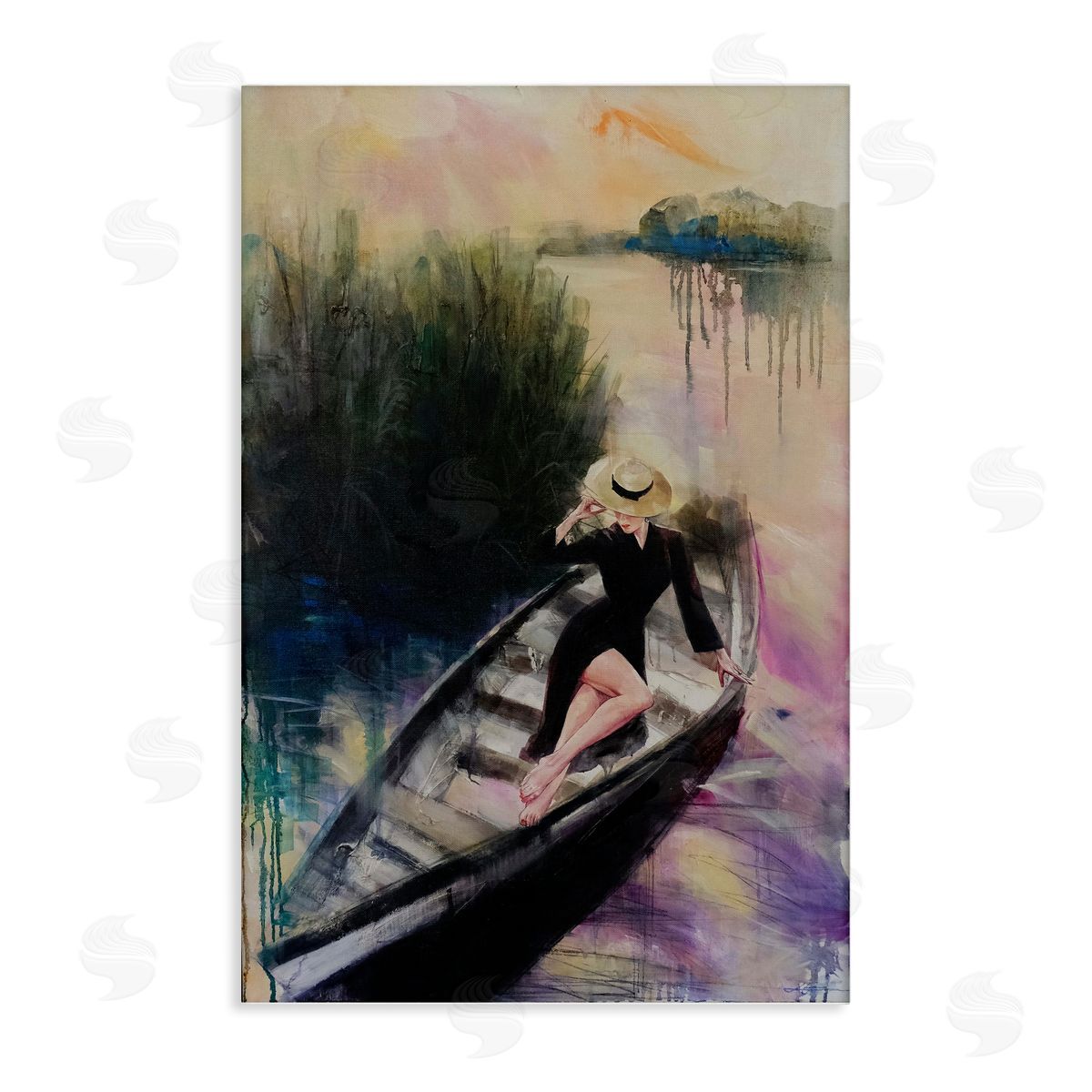 Fashion Diva on River Boat Canvas Wall Art, Home Decor by Lucille Lee