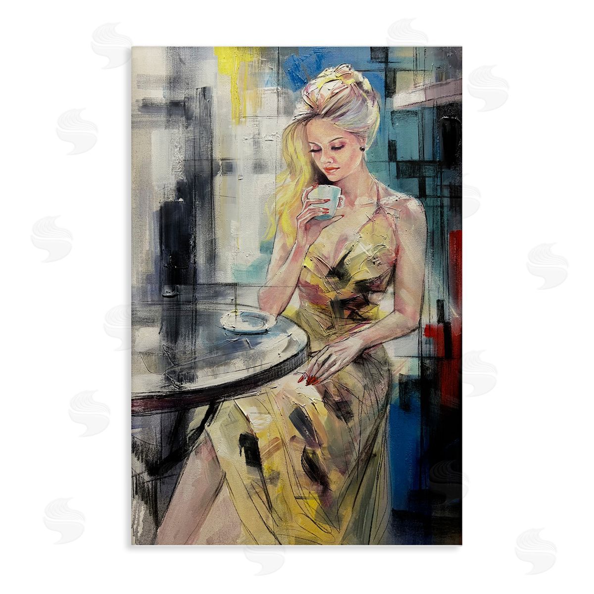 Elegant Woman at Cafe Canvas Wall Art, Home Decor by Lucille Lee